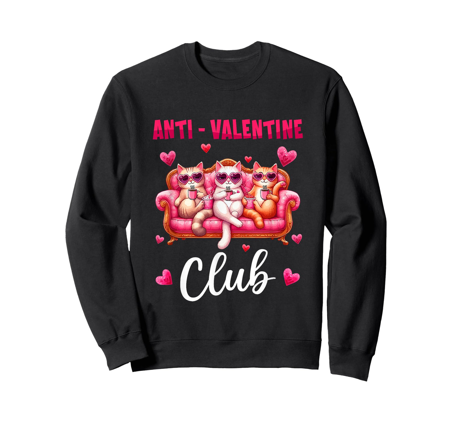 Valentine Club Sarcastic Anti Three Cute Cats Single T-Shirt
