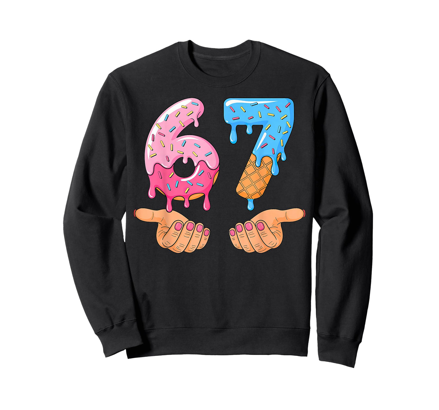 Six Seven Ice Cream Drip 67 Hands Meme 6 7 T-Shirt