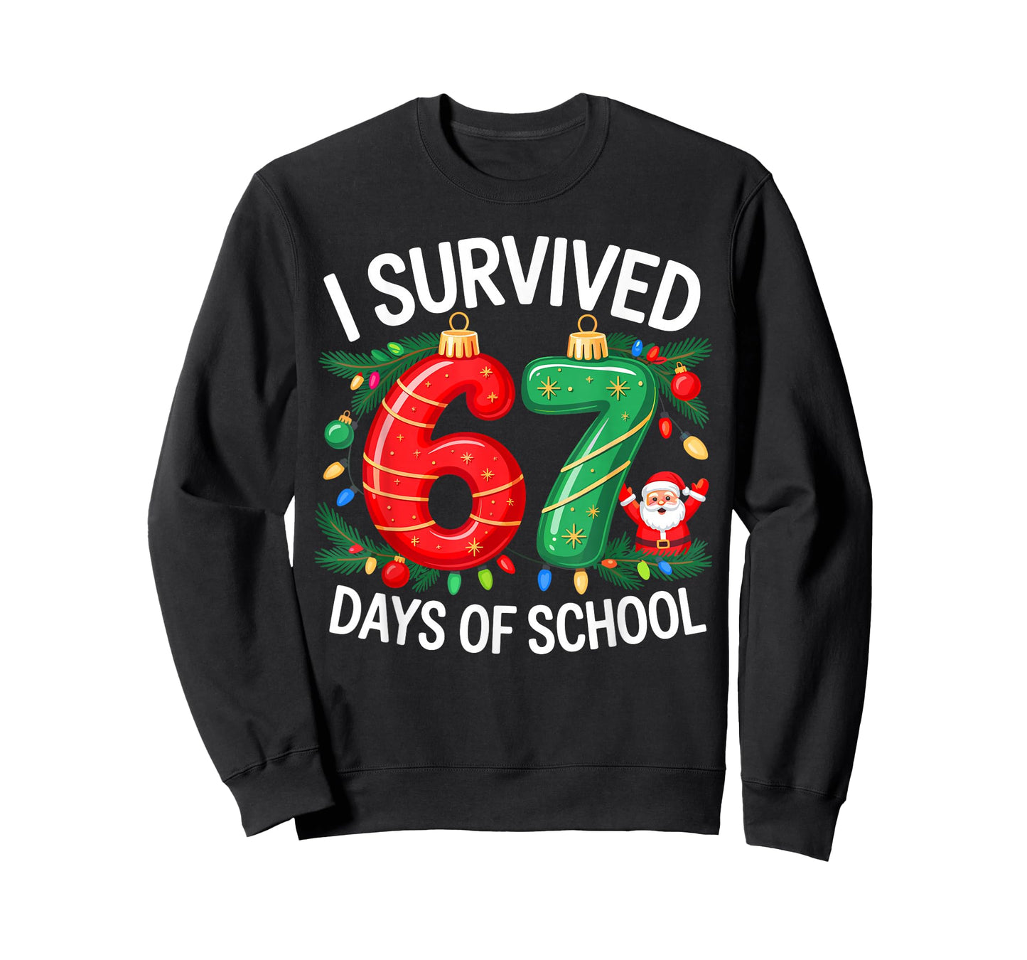 I Survived 67 Days of School Christmas Candy Cane Six Seven T-Shirt