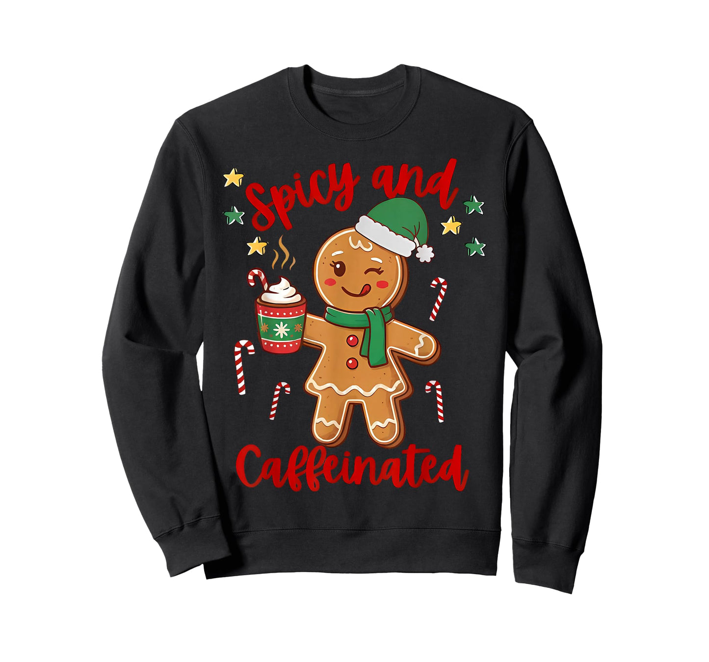 Spicy and Caffeinated Gingerbread Coffee Christmas Holiday T-Shirt