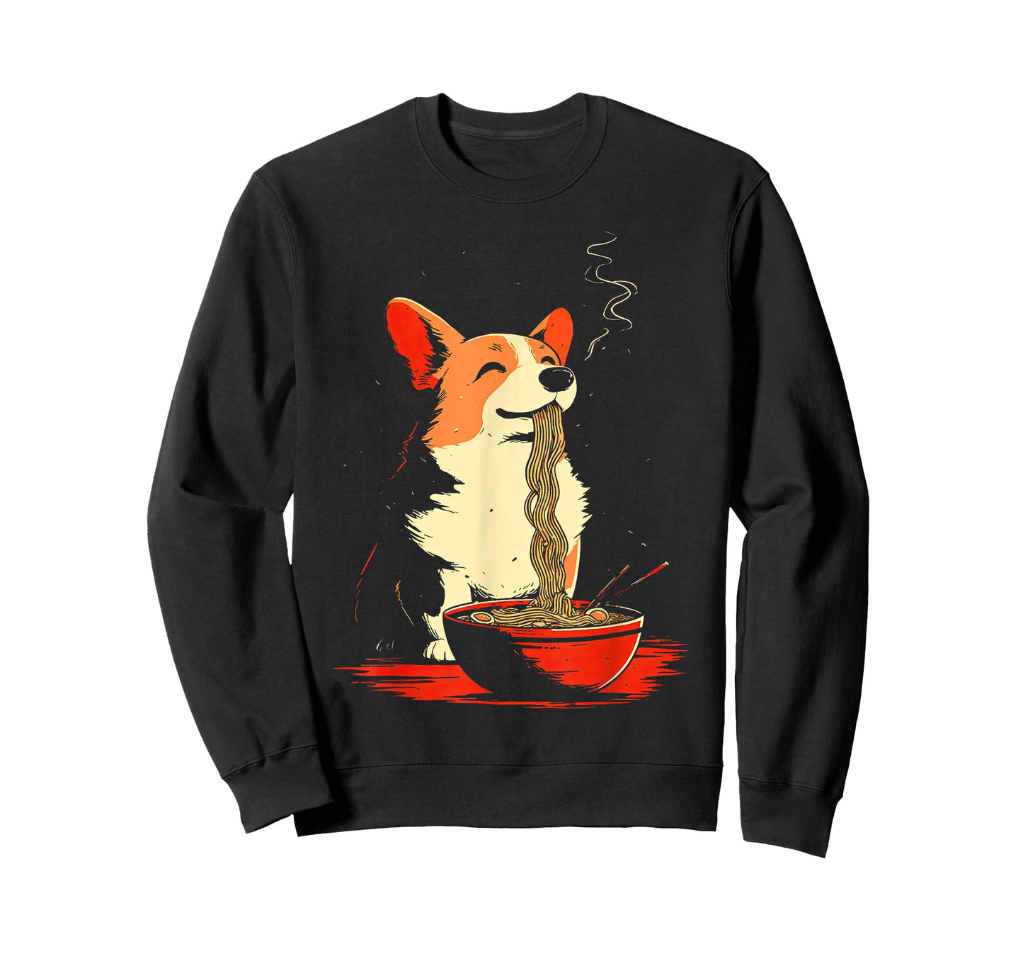 Retro Kawaii Ramen Corgi Japanese Noodles Dog Eating Ramen T-Shirt
