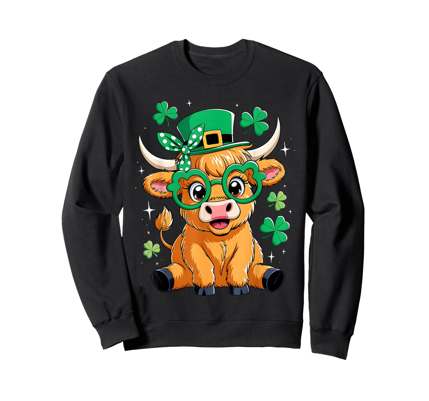 Highland Cow St Patrick Day Funny Shamrock Irish Cow Lover T-Shirt
