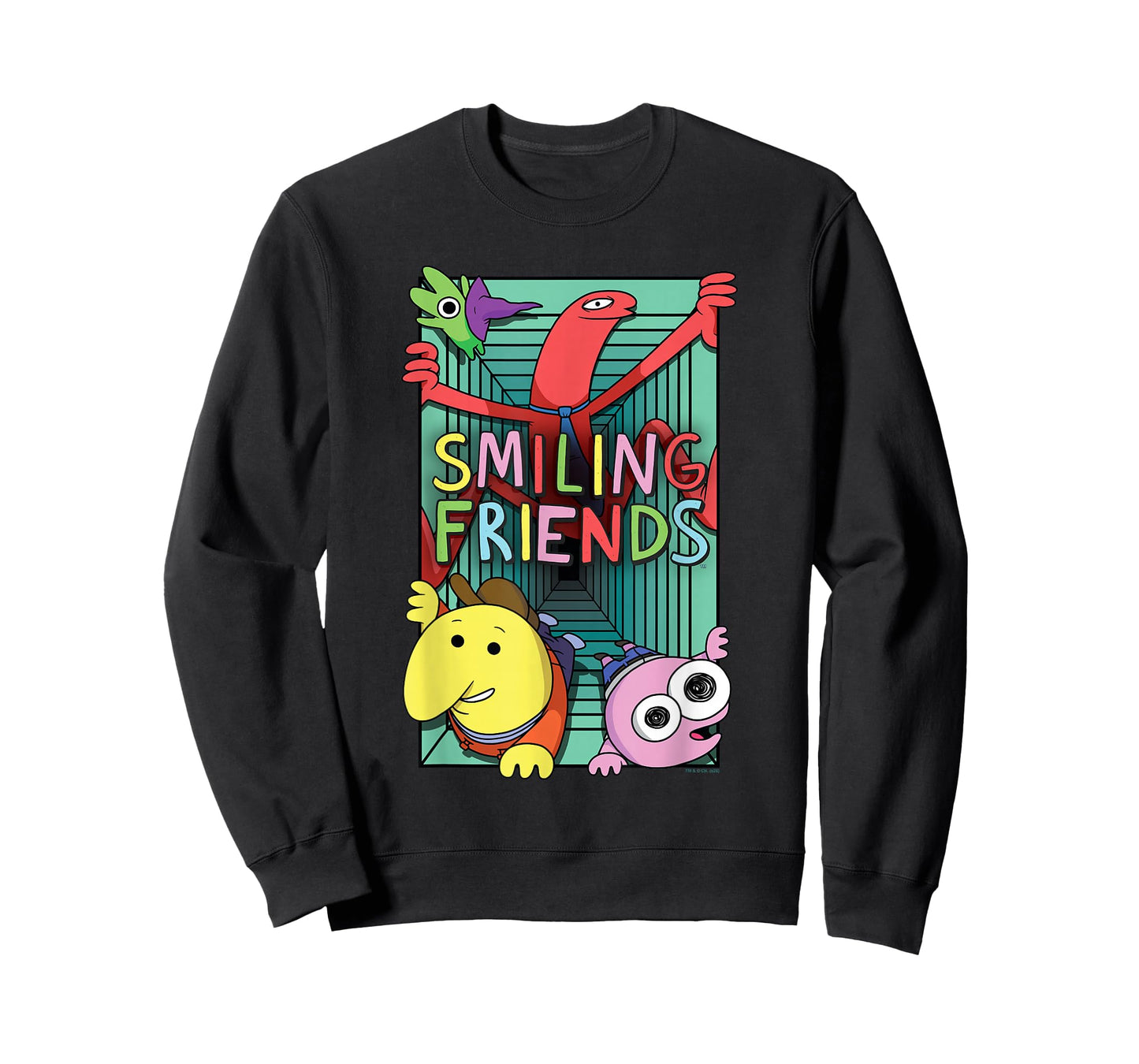 Smiling Friends Crawling Character Collage Cartoon T-Shirt