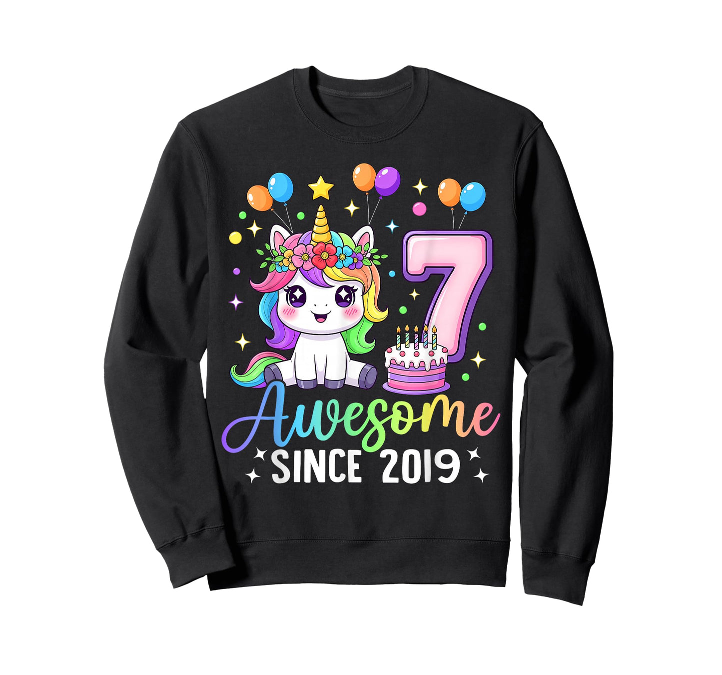 Unicorn 7th Birthday 7 Year Old Unicorn Party Birthday Girl T-Shirt