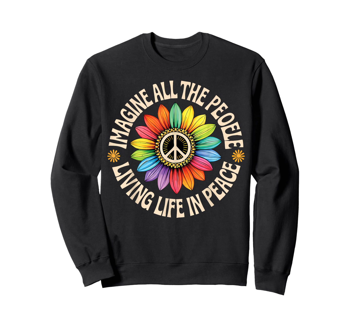 Retro Peace Flower Imagine All The People Boho Hippie 70s T-Shirt