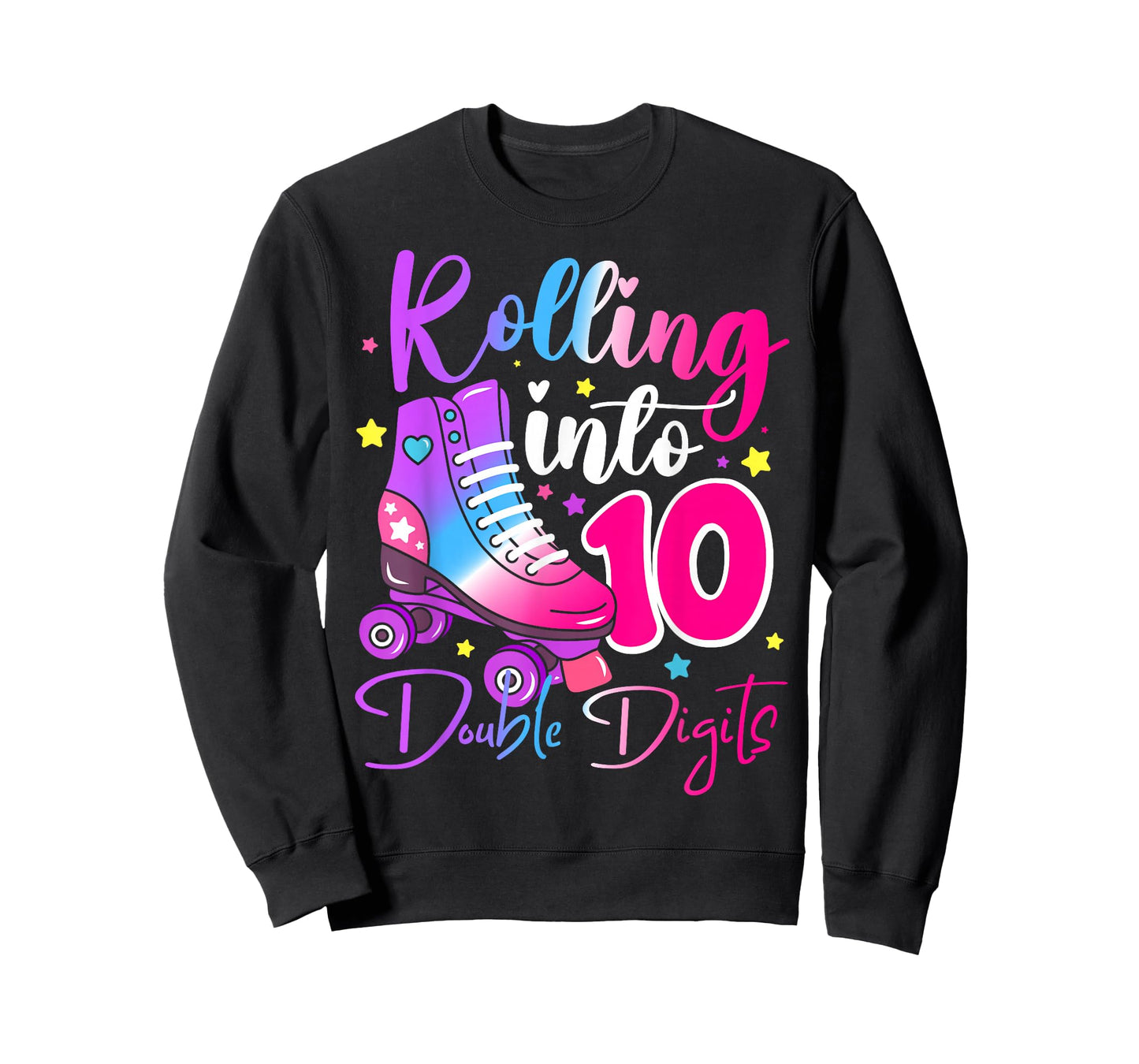 10 Years Old Birthday Girl Rolling Into 10th Double Digits T-Shirt