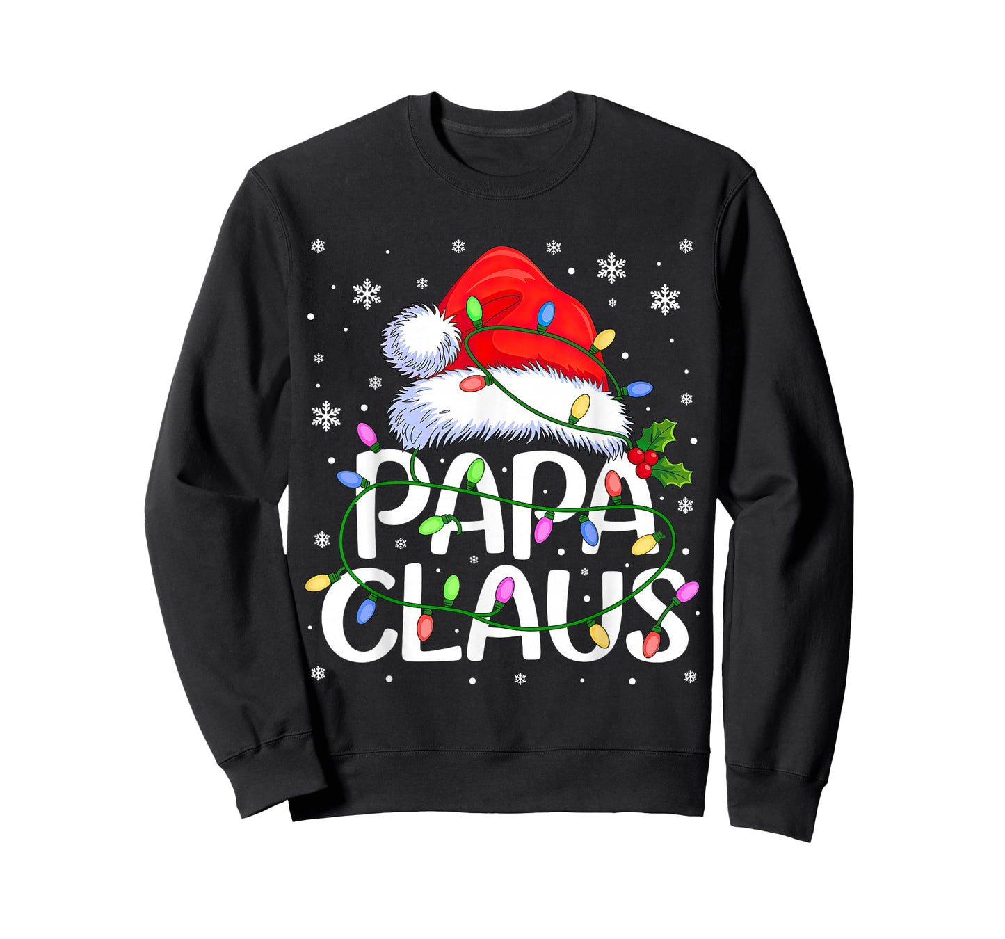 Mens Papa Claus Christmas Lights T-Shirt