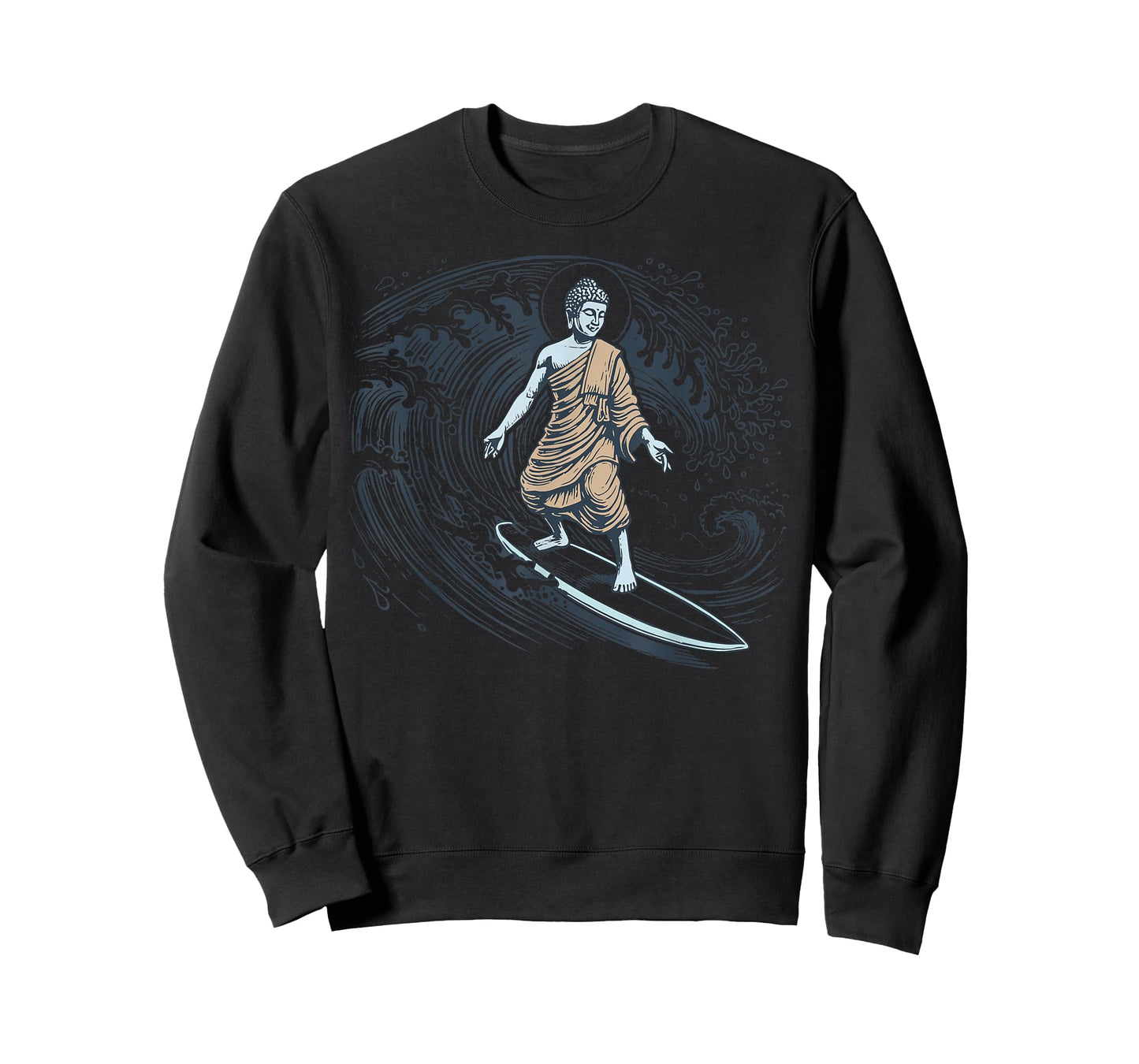 Buddha Surfing Spiritual Hindu Meditation Aloha Hawaii Beach T-Shirt