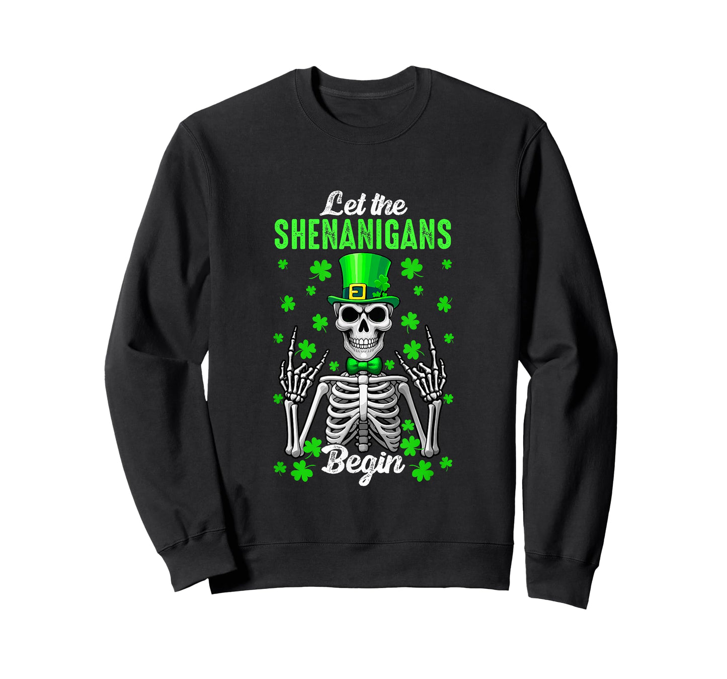 Let Shenanigan Begin Patrick's Day Skeleton Funny Rock Hands T-Shirt