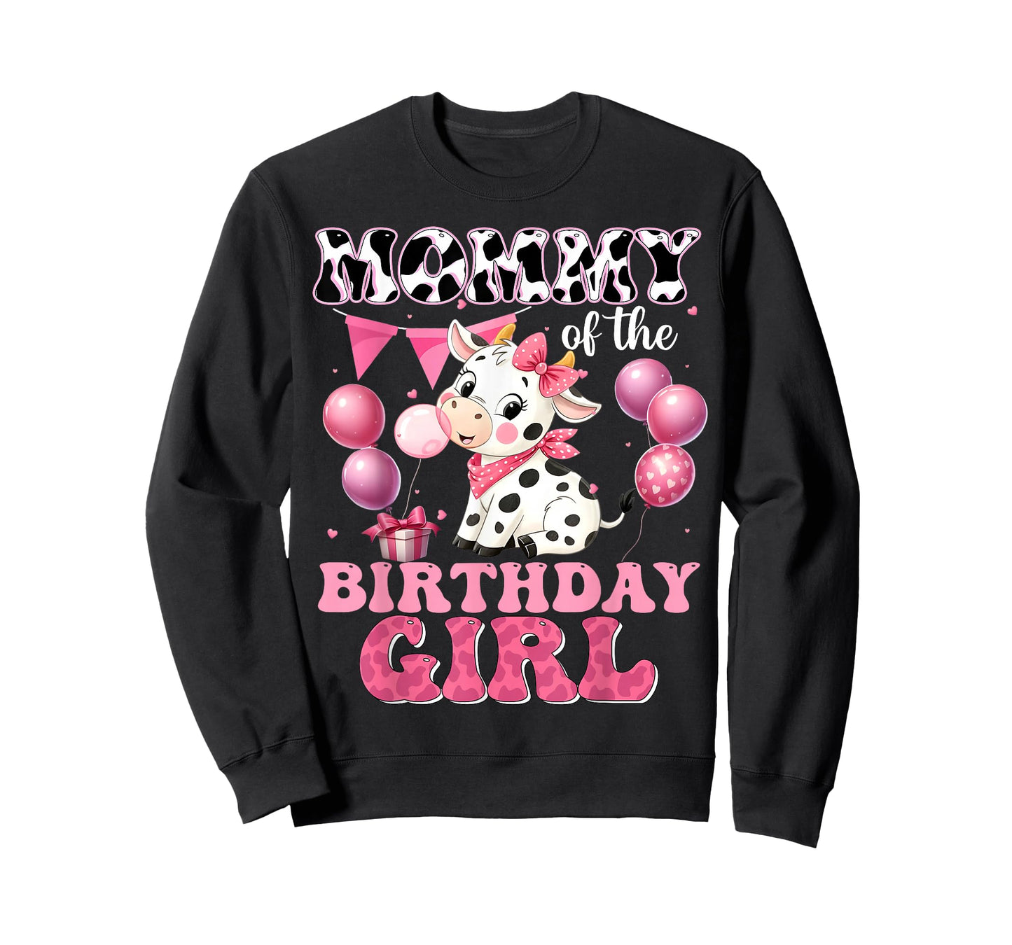 Mommy of The Birthday Girl Cute Farm Cow Family Matching T-Shirt