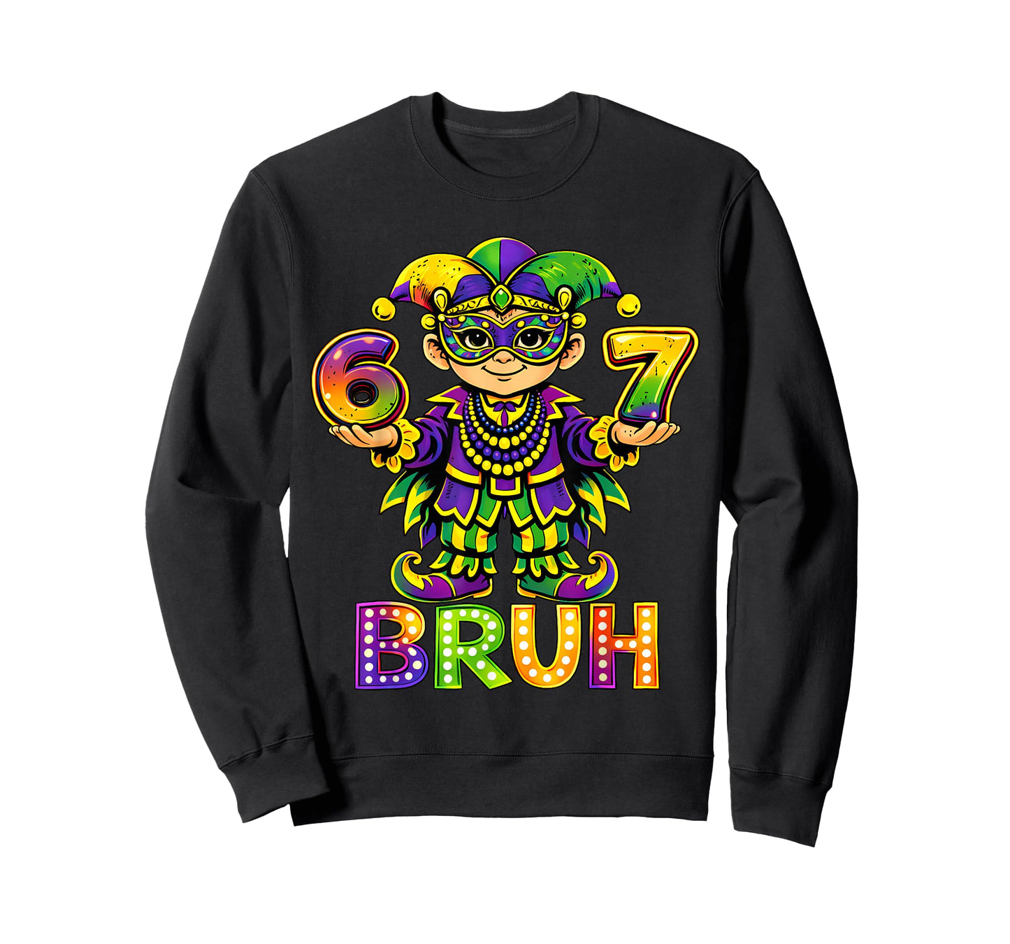 Bruh Mardi Gras Carnival Six Seven Jester Beads 67 Meme Boys T-Shirt