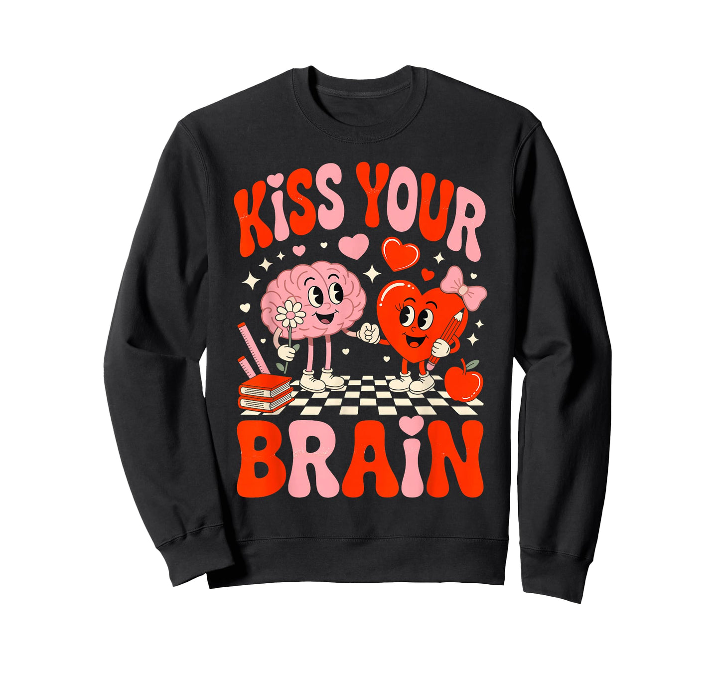 Kiss Your Brain Women Valentine's Day Retro School Counselor T-Shirt