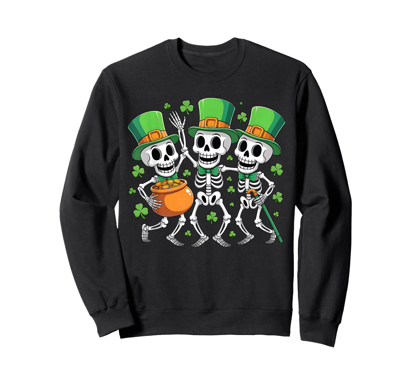 Skeleton Leperchaun Funny Skeleton Dancing St Patricks Day T-Shirt