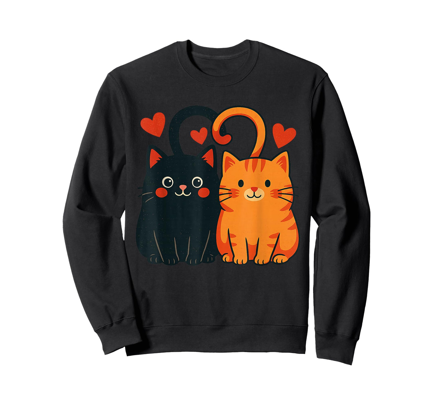 Black and Orange Cat Valentine Ginger Cat Valentine's Day T-Shirt