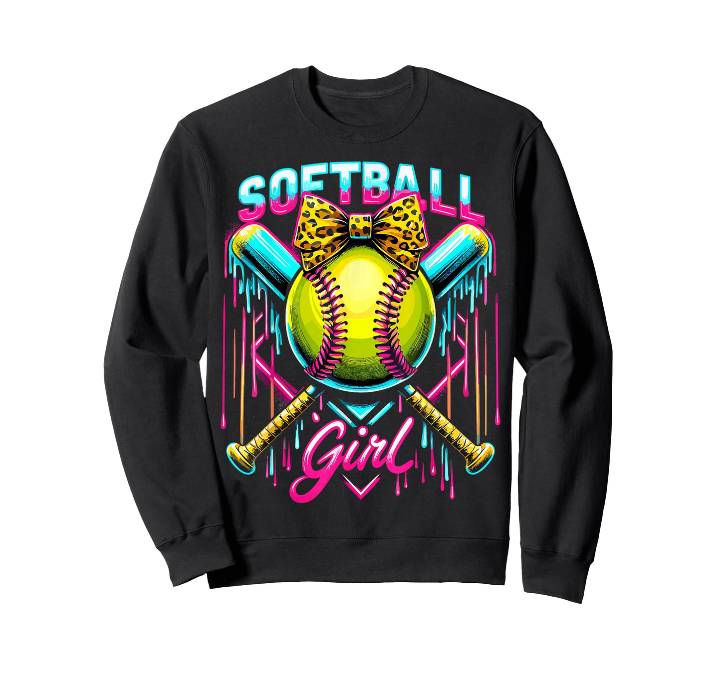 Softball Player Girl Ice Cream Softball Drip T-Shirt