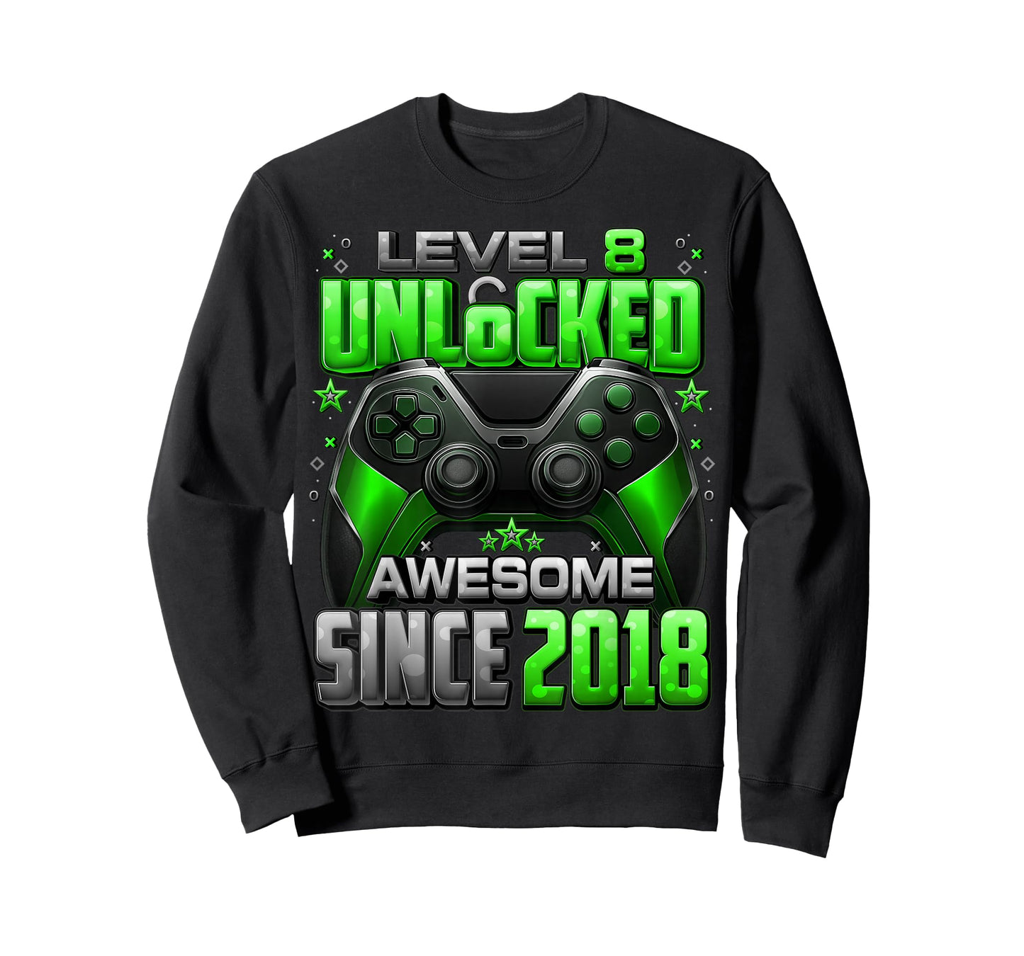 Level 8 Unlocked Awesome Since 2018 8th Birthday Gaming T-Shirt
