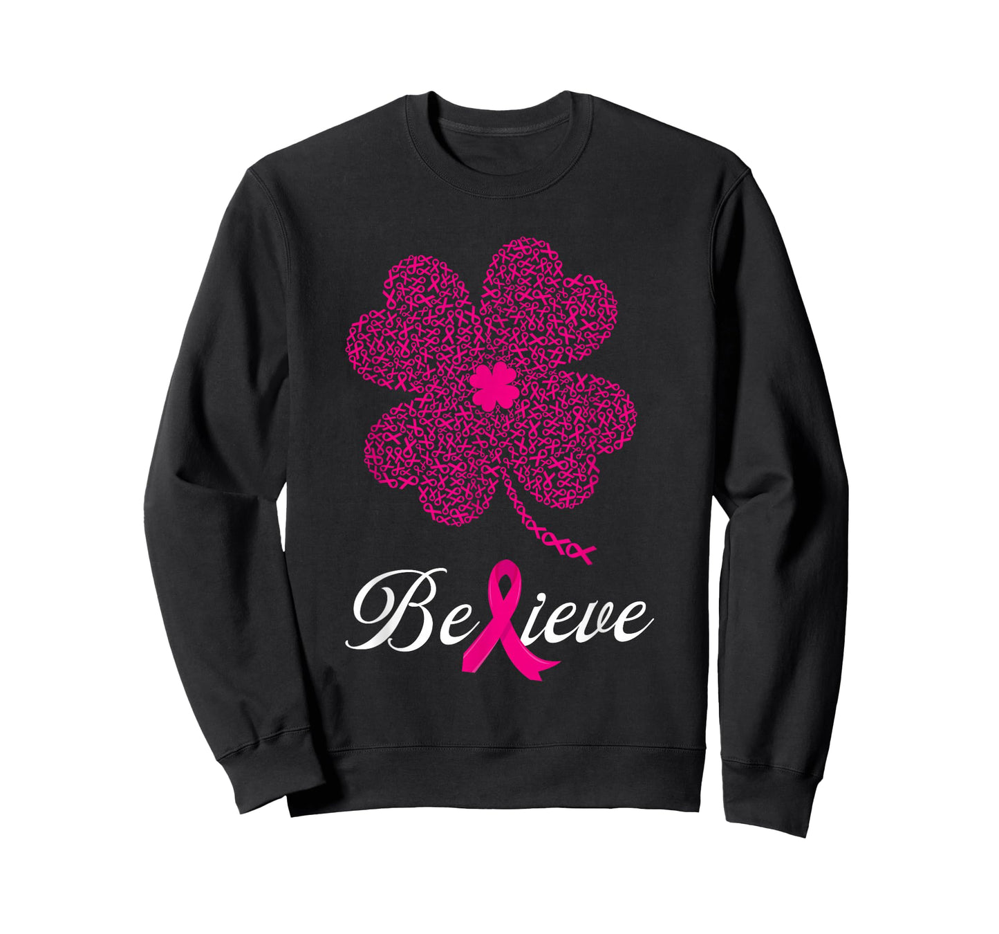 Pink Ribbon Shamrock Believe Breast Cancer St Patrick's Day T-Shirt