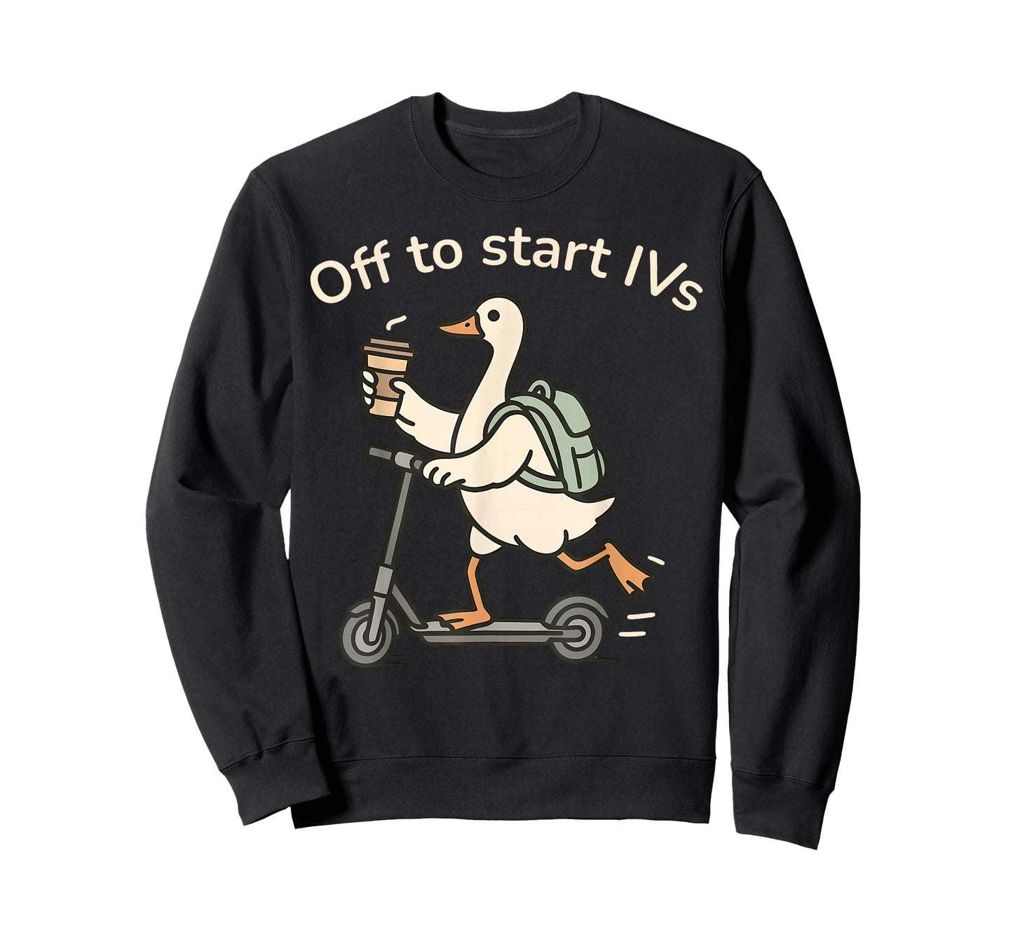 Off to Start IVs Funny IV Nurse Goose Scooter Infusion Nurse T-Shirt