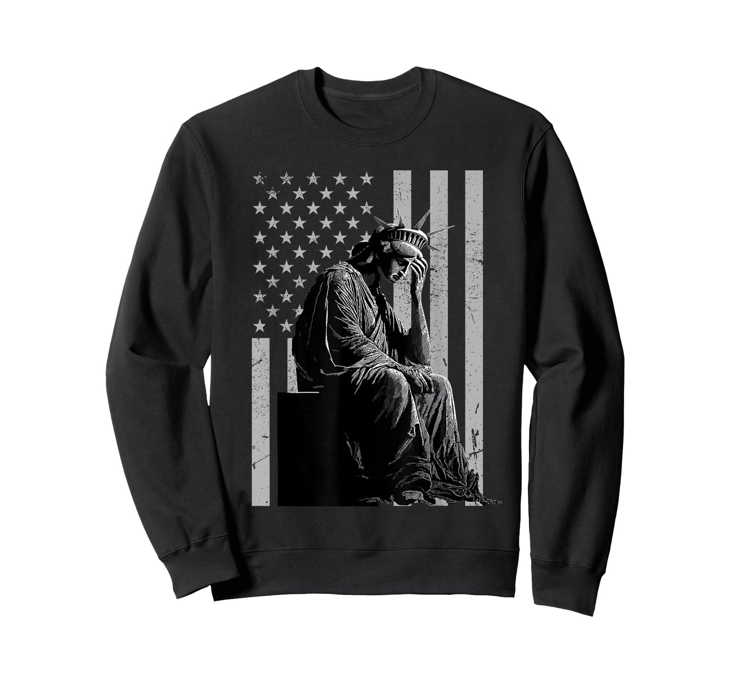 Statue of Liberty Weeping Distressed US Flag T-Shirt