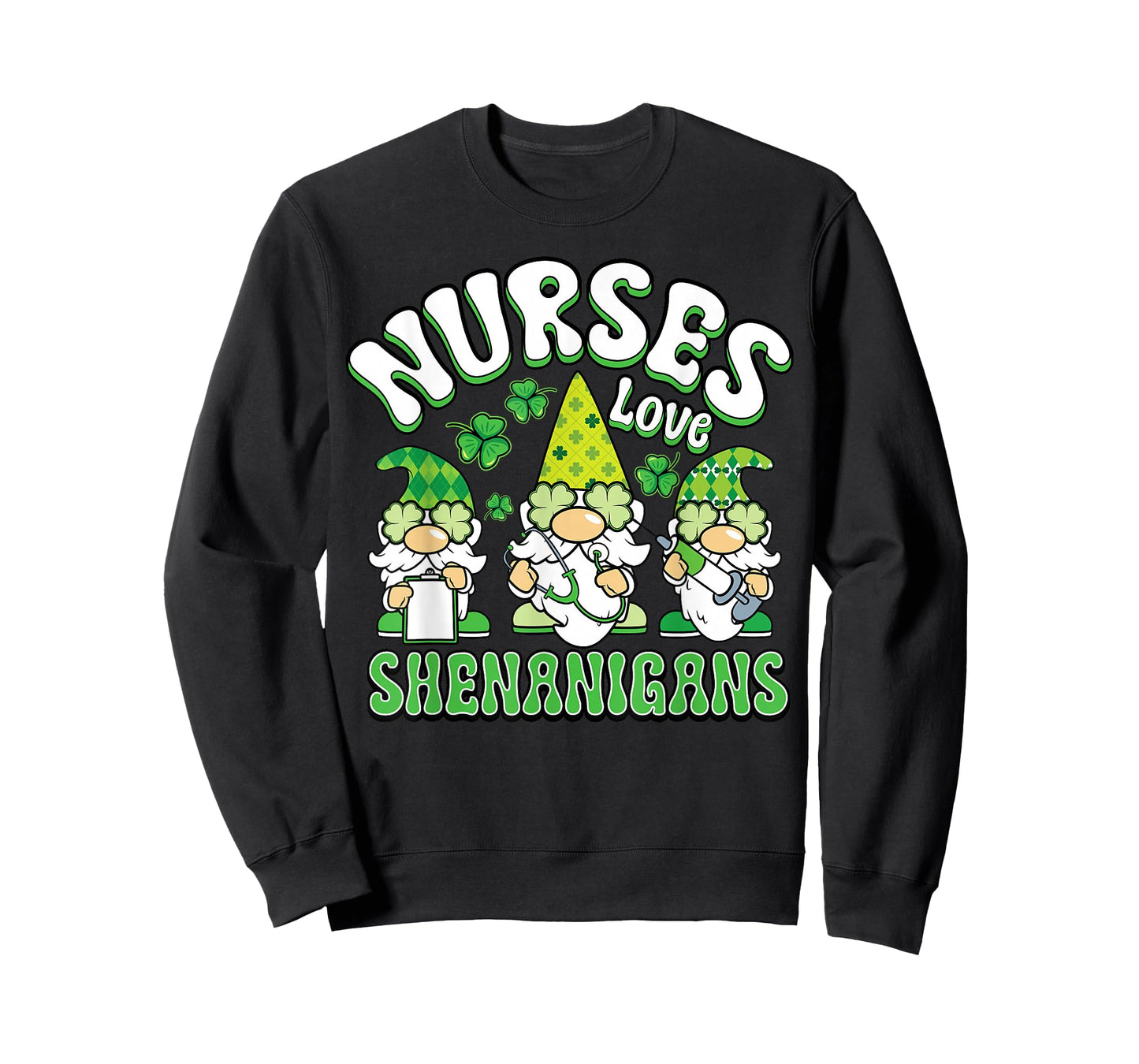 St Patricks Day Nurses Love Shenanigans Gnome Lucky Gnomies T-Shirt
