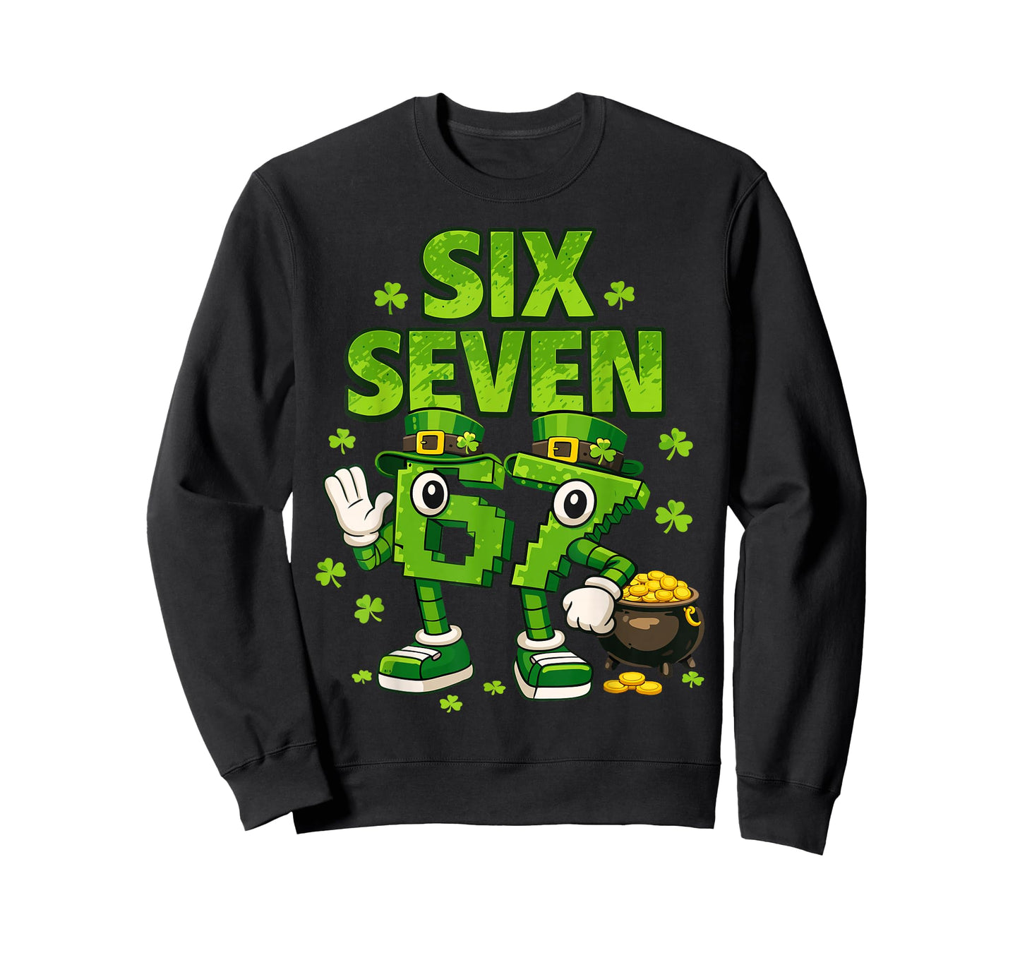 Kids Meme 6-7 Shamrock Six Seven 6 7 St Patricks Day 67 T-Shirt