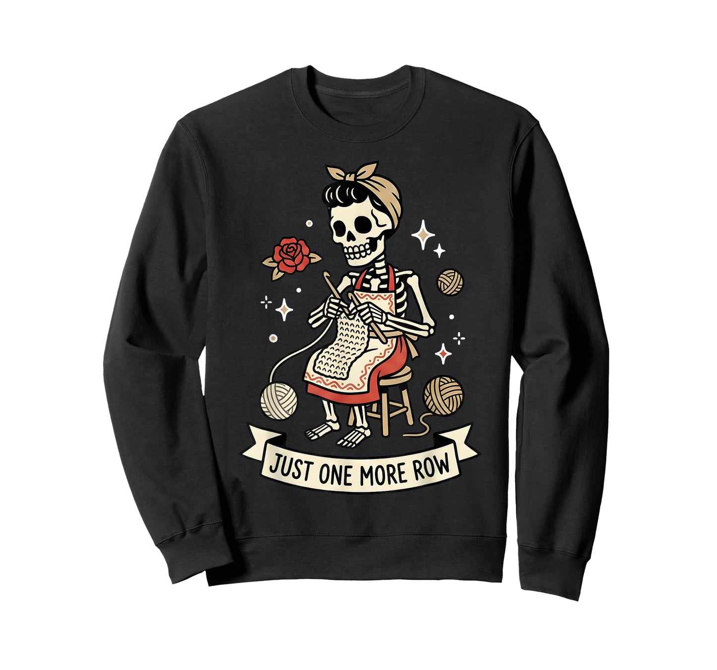 Just One More Row Crochet Skeleton Crocheting Knitting Lover T-Shirt