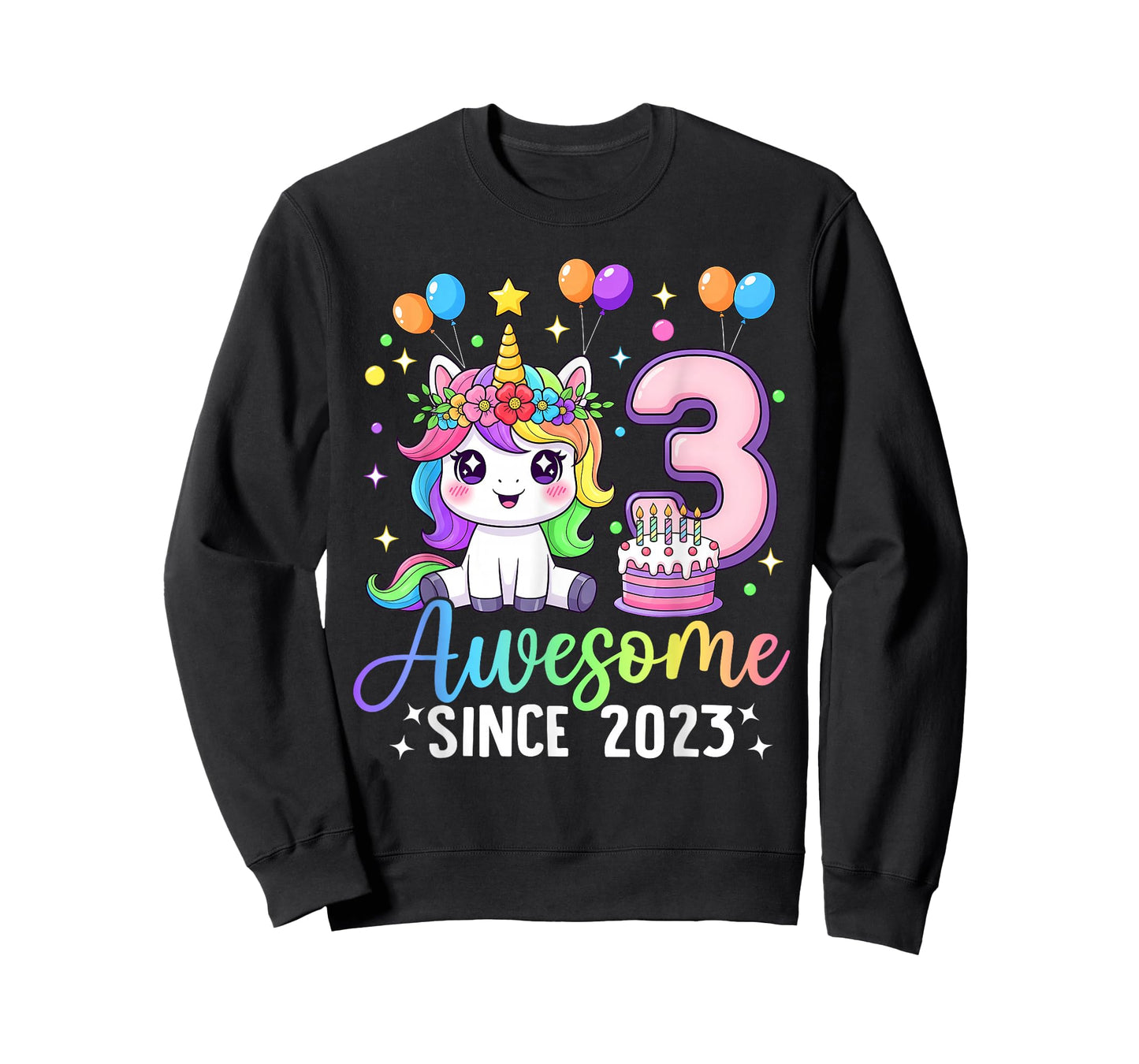 Unicorn 3rd Birthday 3 Year Old Unicorn Party Birthday Girl T-Shirt