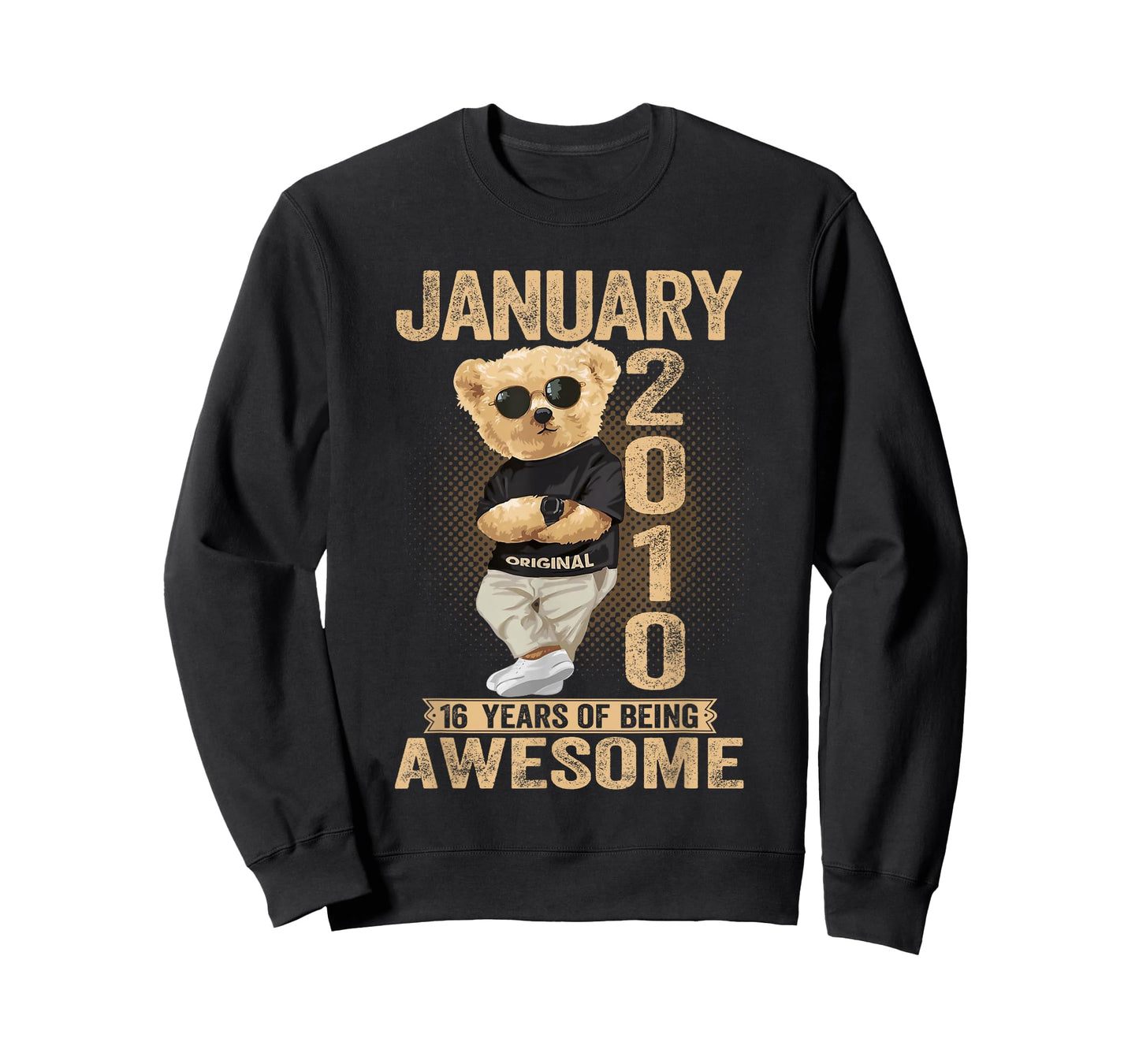 16 Year Old January 2010 Teddy Bear 16th Birthday Men Women T-Shirt