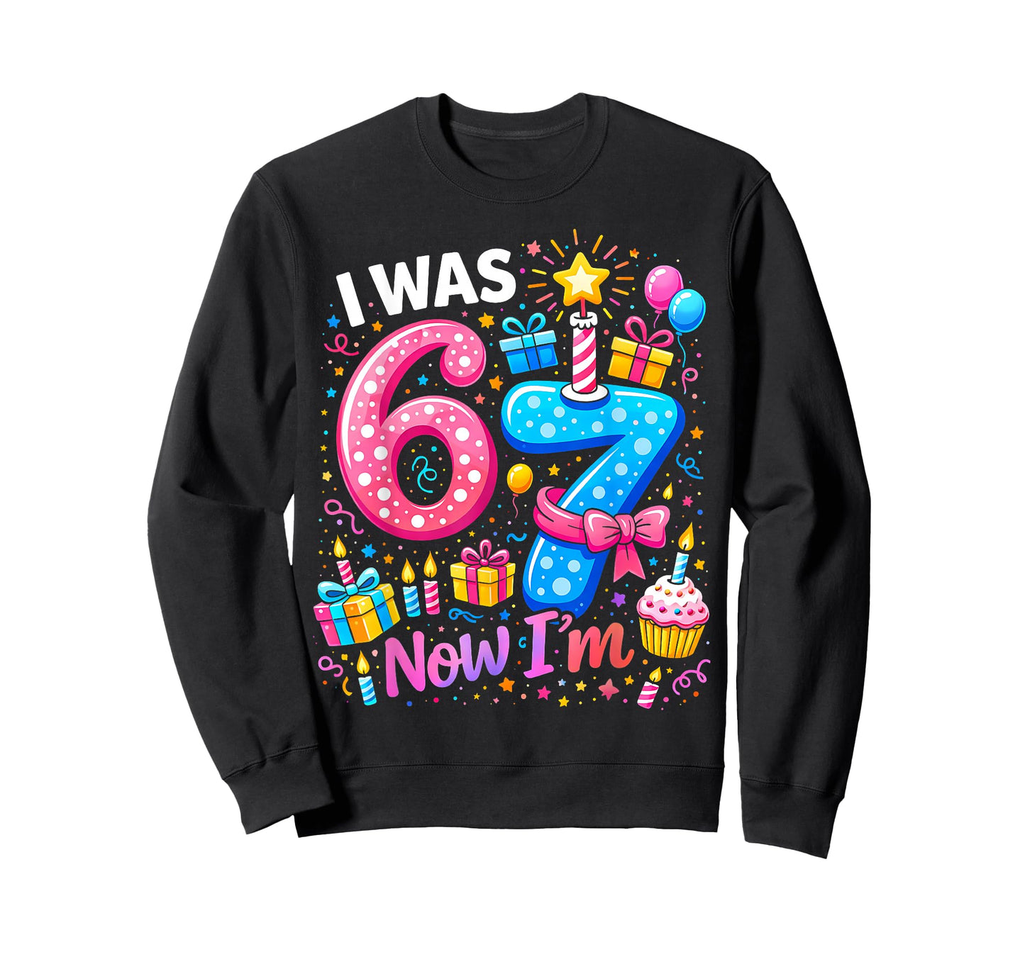 7th Birthday Girl I was 6 Now I'm 7 Years Old Girls Birthday T-Shirt
