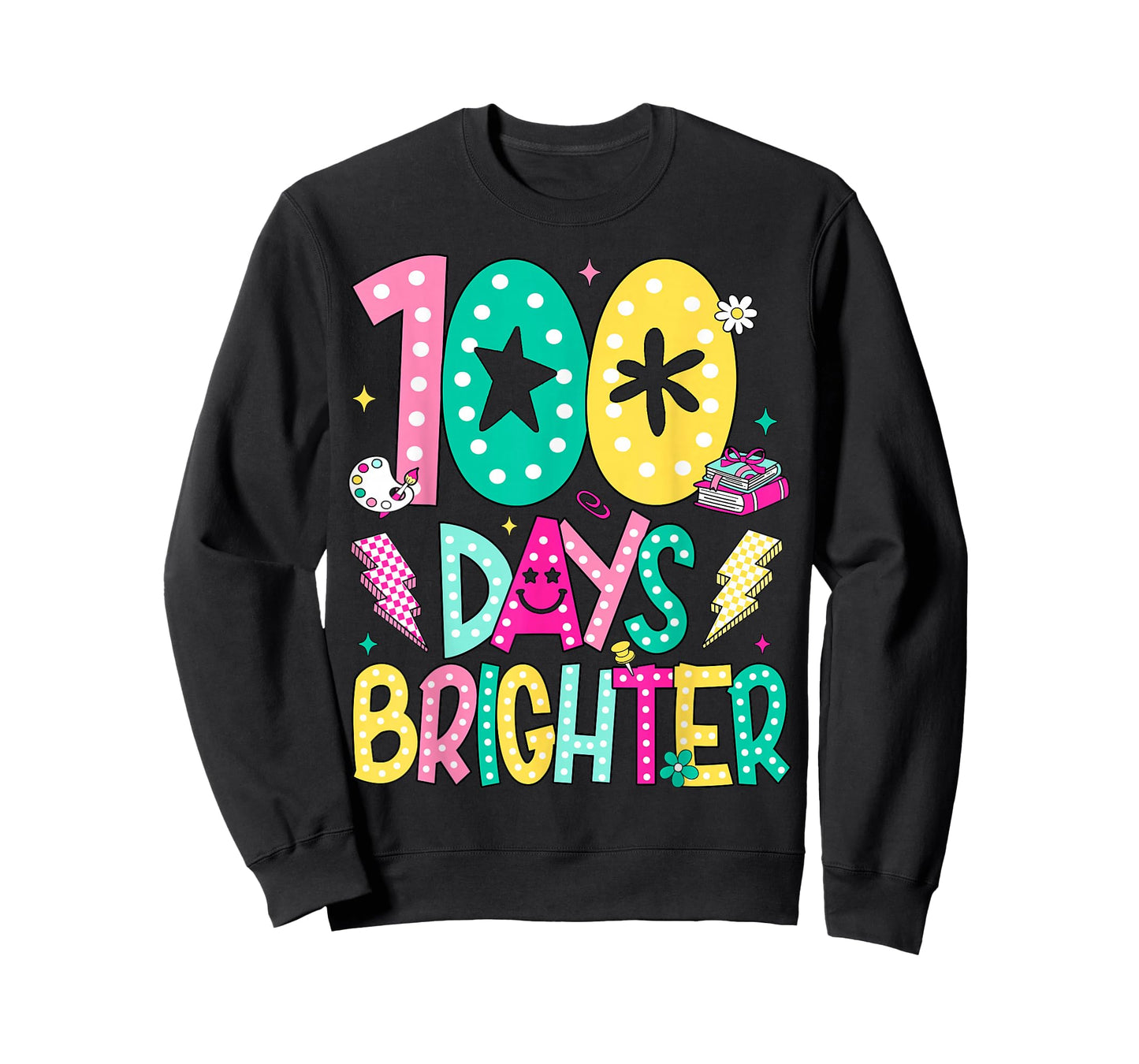 Preppy 100 Days Brighter Happy 100th Day of School Boy Girl T-Shirt