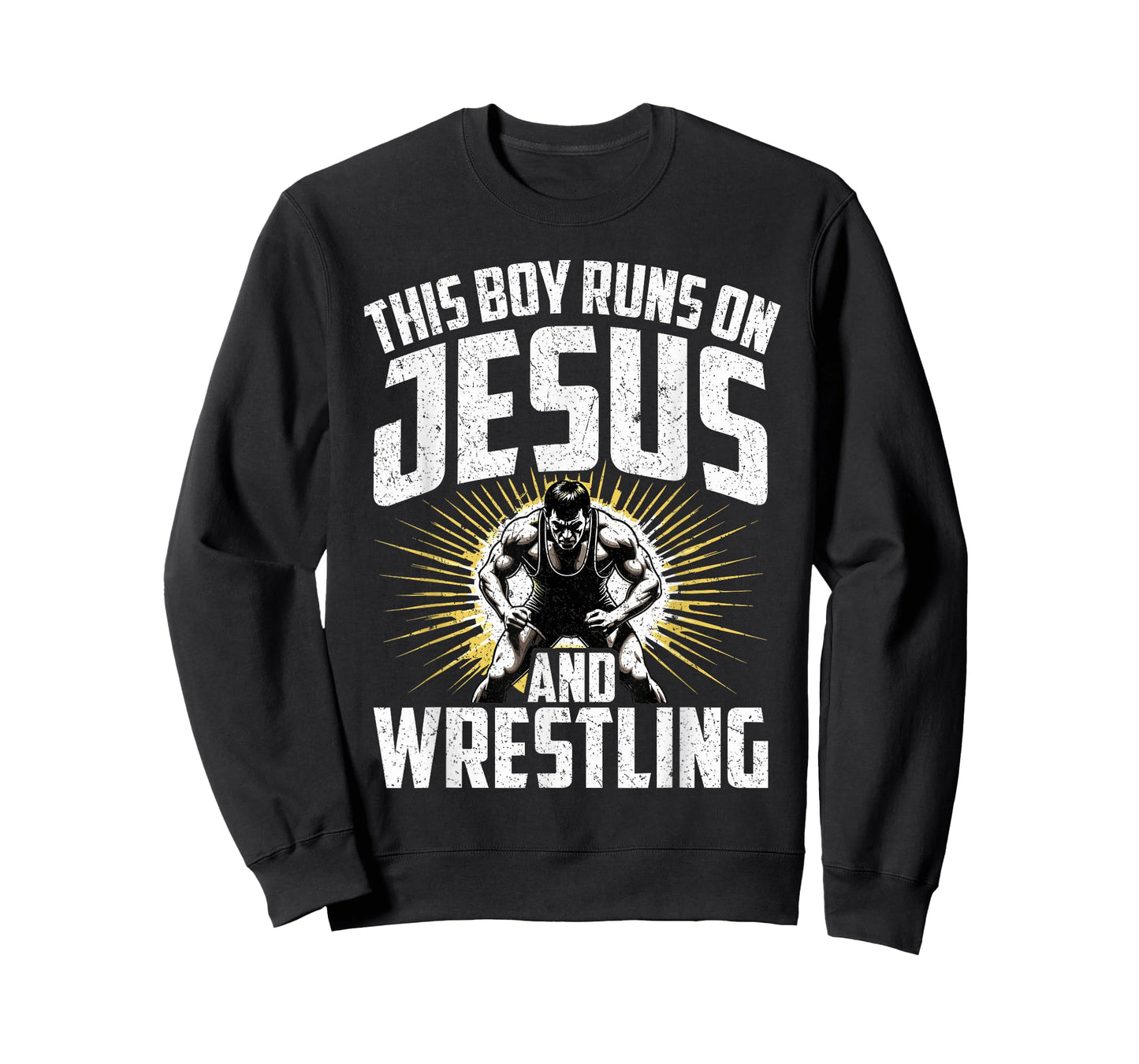 This Boy Runs on Jesus and Wrestling Christian Athlete T-Shirt