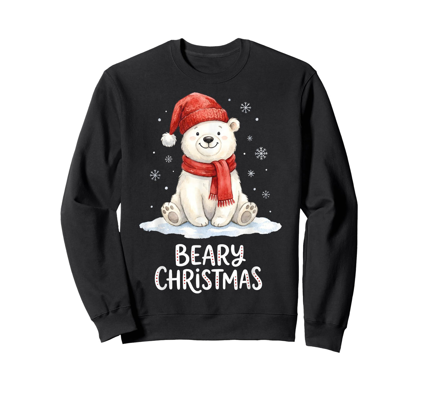 Cute Beary Christmas Polar Watercolor Xmas Holiday T-Shirt