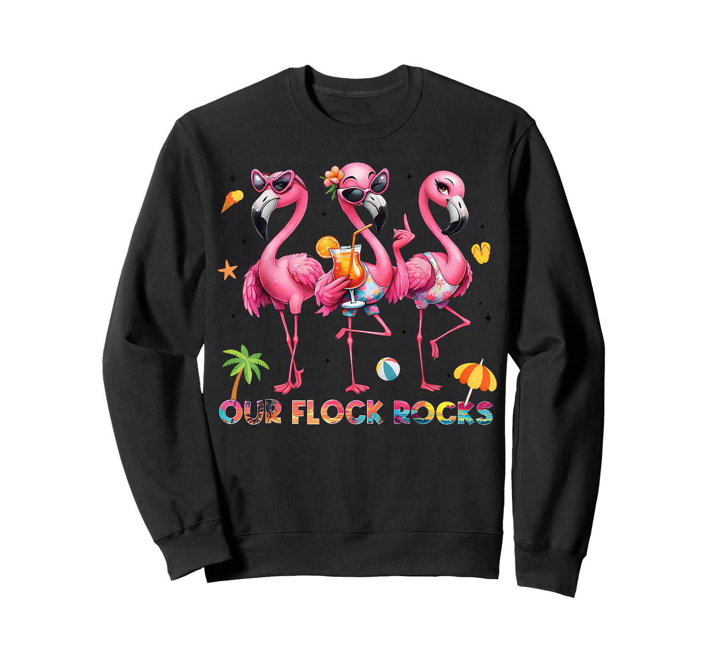 Our Flock Rocks Flamingo Summer Vacation Family Matching T-Shirt