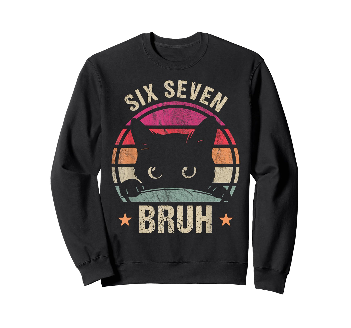 67 Bruh Black Cat Meme Six Seven 6 7 Kids Boys Men Women T-Shirt
