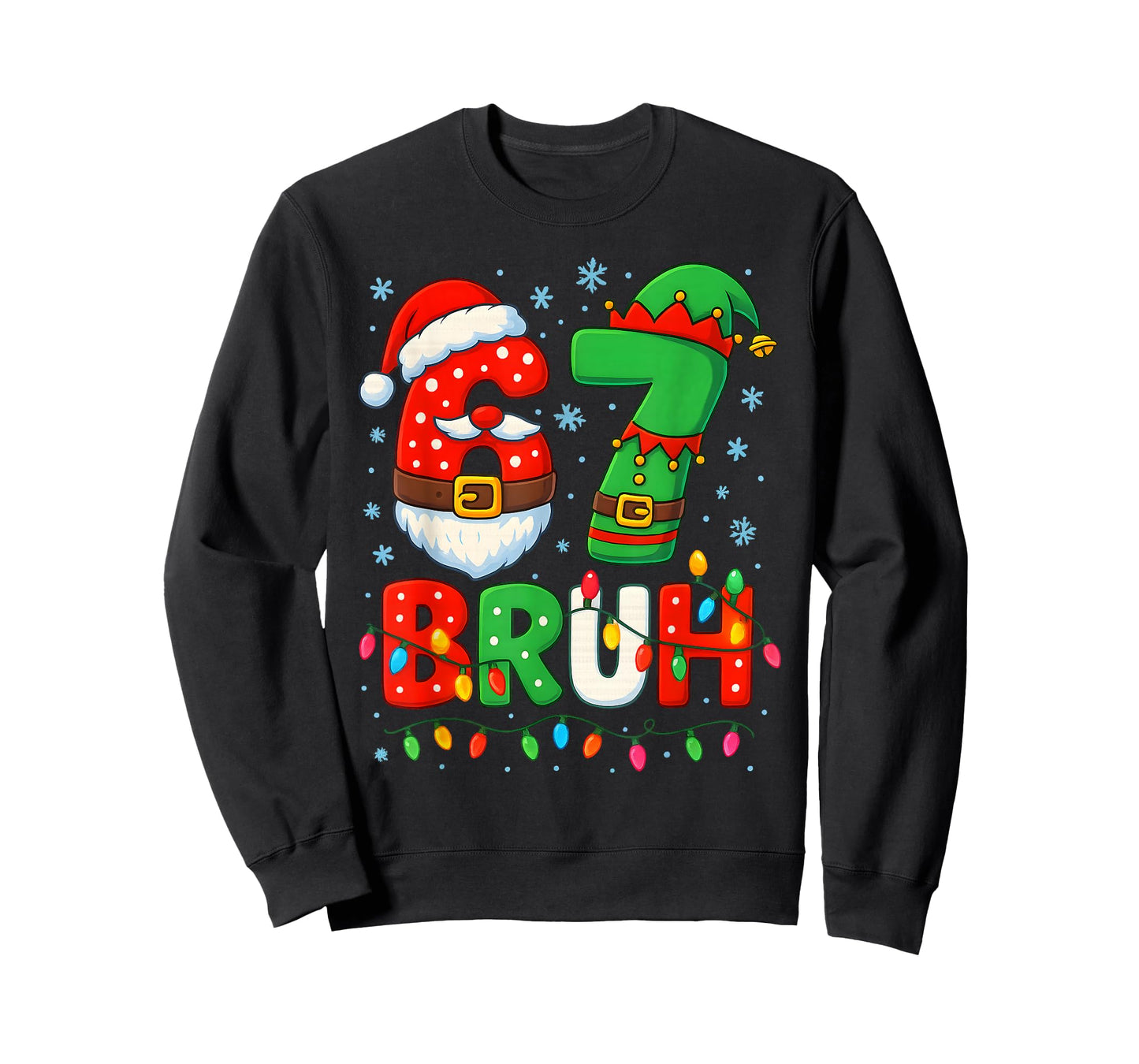 67 Six Seven Bruh 6 7 Meme Funny Christmas Boys Santa Elf T-Shirt