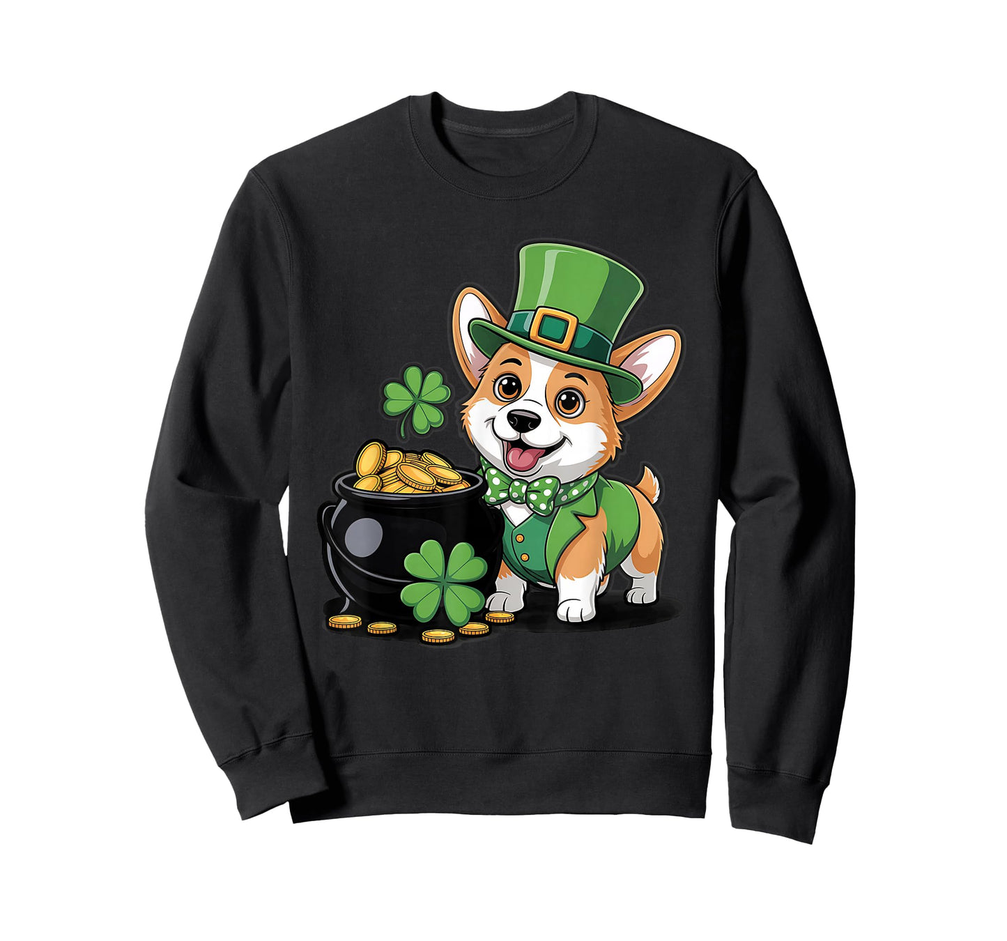 Cute Corgi Dog Shamrock Women Men Kids St Patrick's Day T-Shirt