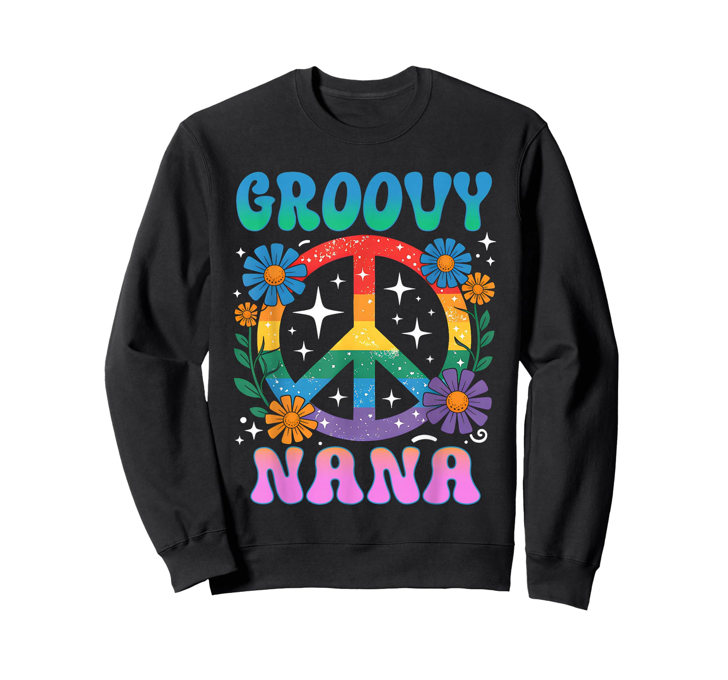 Groovy Nana Floral Hippie Funny Mother's Day Mom Women T-Shirt