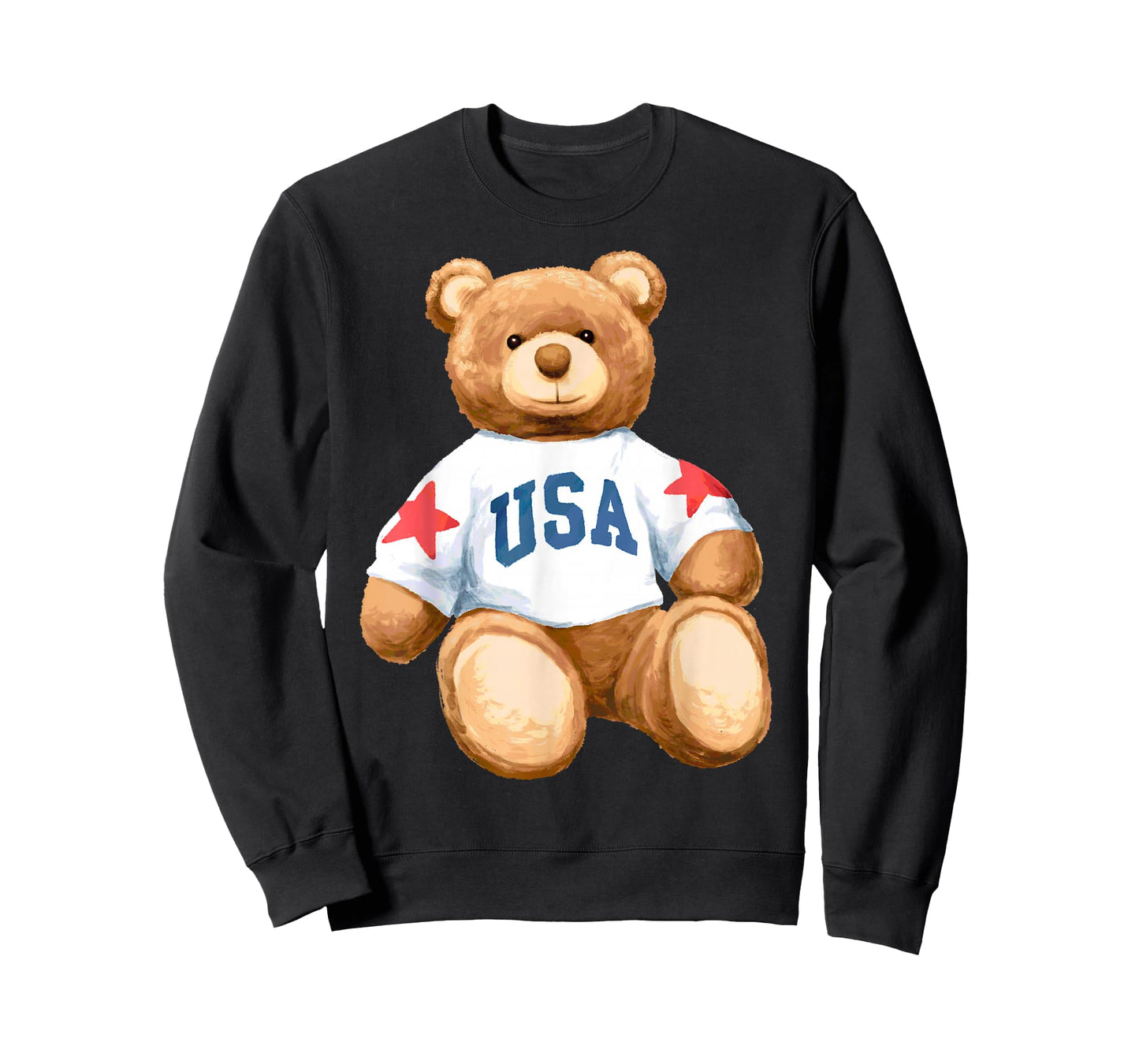 Trendy Apparel Teddy Bear with USA and Stars Sweatshirt T-Shirt