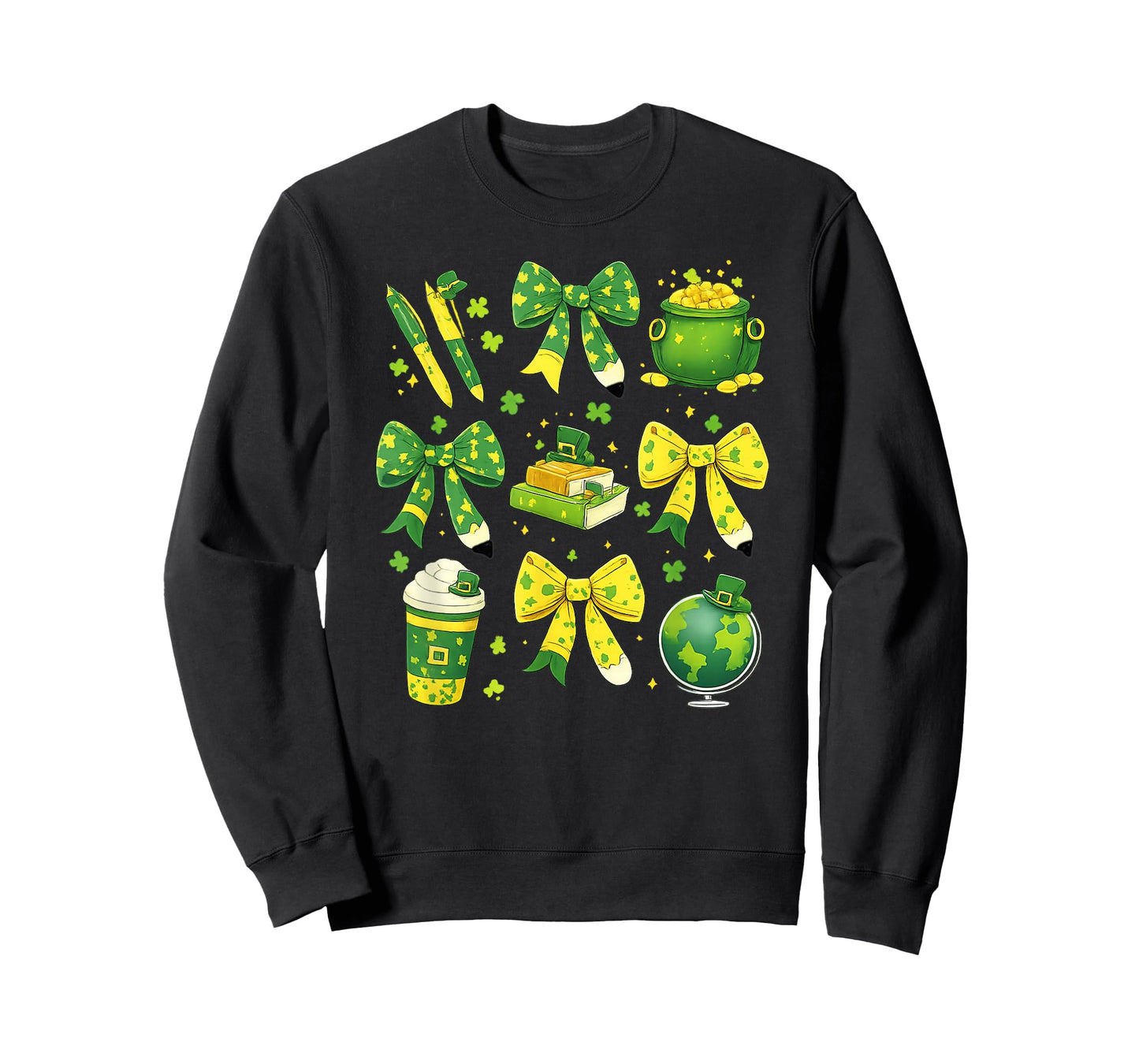St Patrick's Day Lucky Teacher Shamrock Coquette Bow Pencil T-Shirt