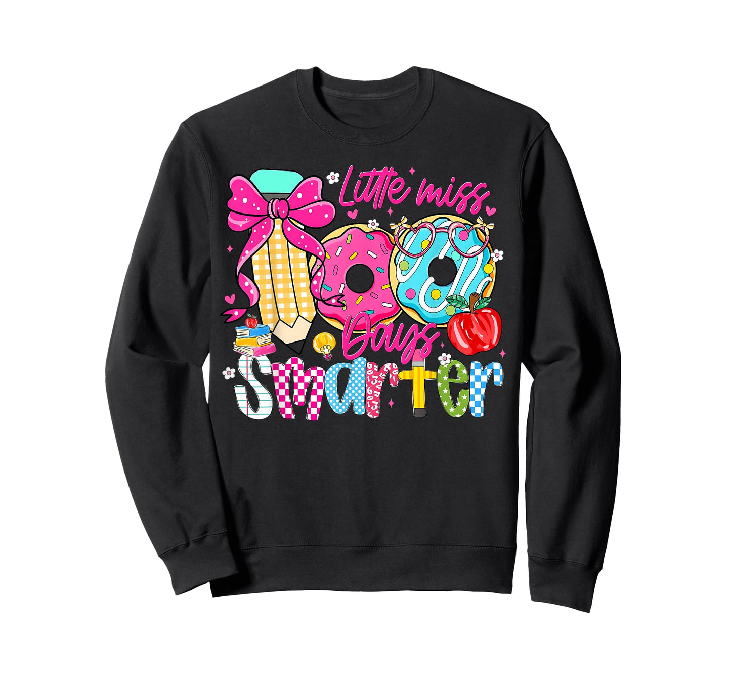 Little Miss 100 Days Smarter Donut 100th Day of School Girl T-Shirt