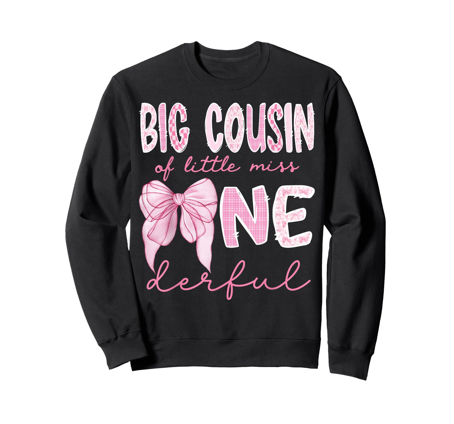 Big Cousin of Little Miss Onederful First Birthday Girl Bow T-Shirt