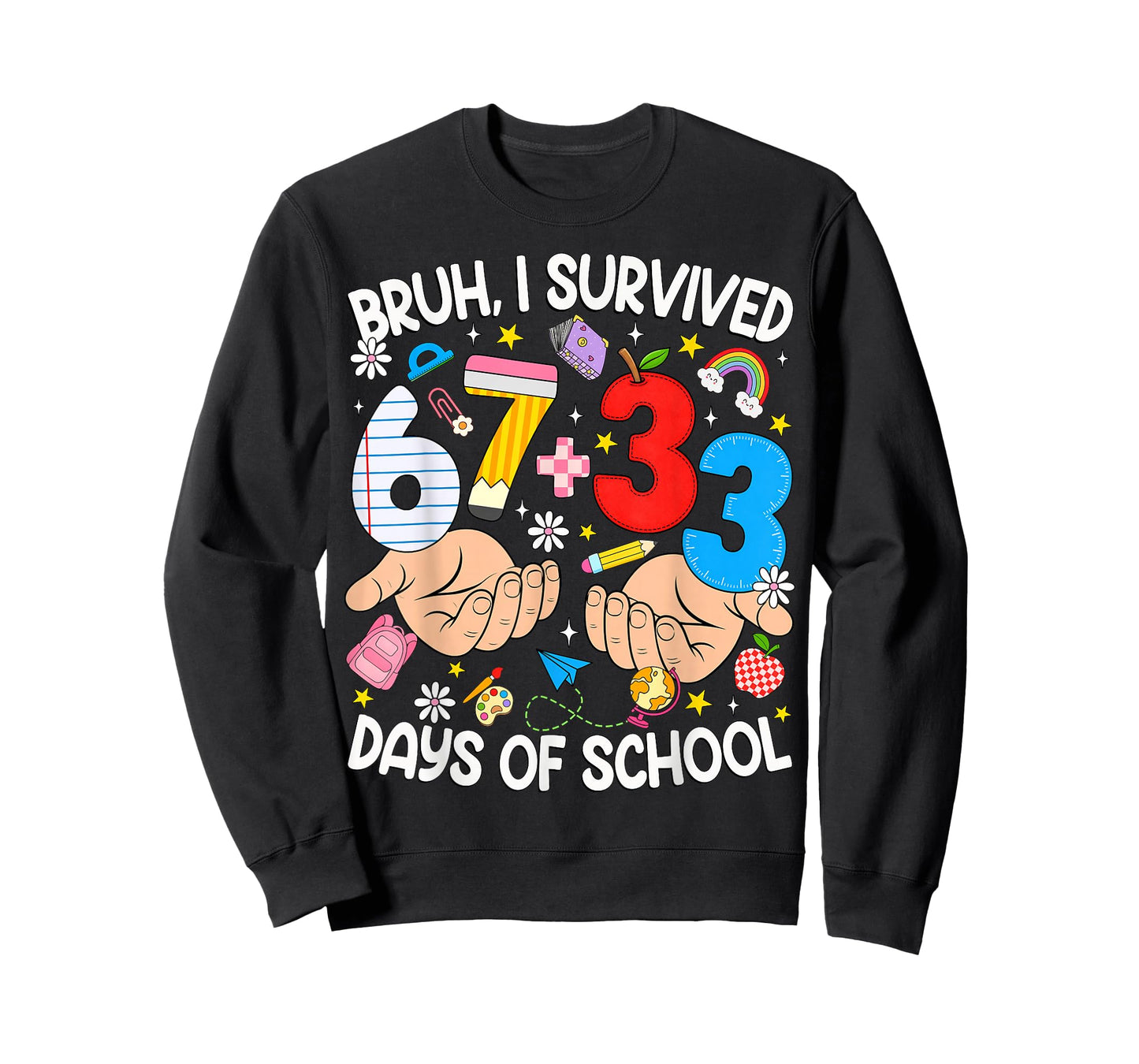 Bruh I Survived 67 33 Days of School Six Seven Teachers Kids T-Shirt