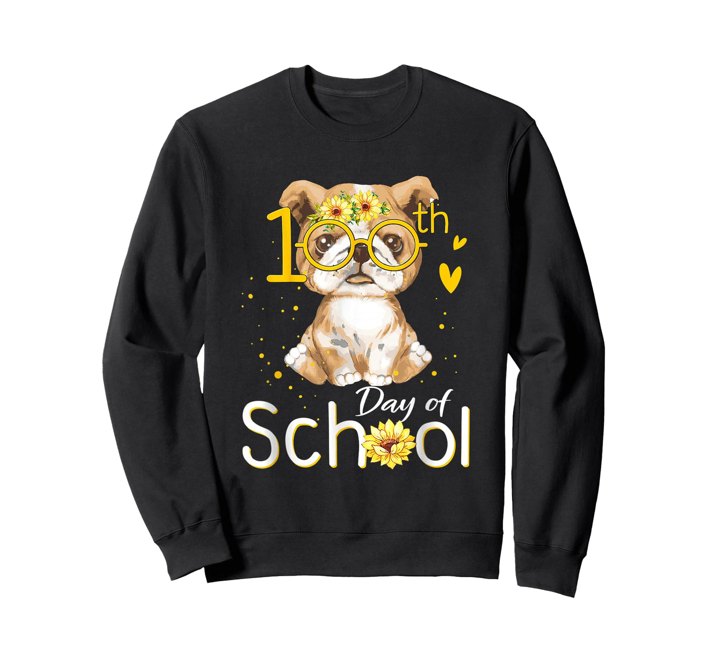 Happy 100 Days of School Bulldog 100th Day of School T-Shirt