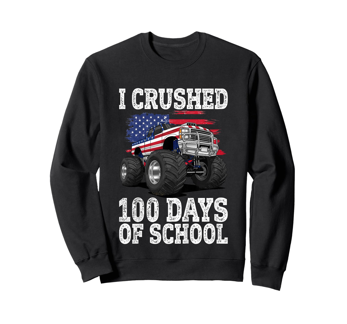 Kids I Crushed 100 Days of School Monster Truck 100 Days Smarter T-Shirt