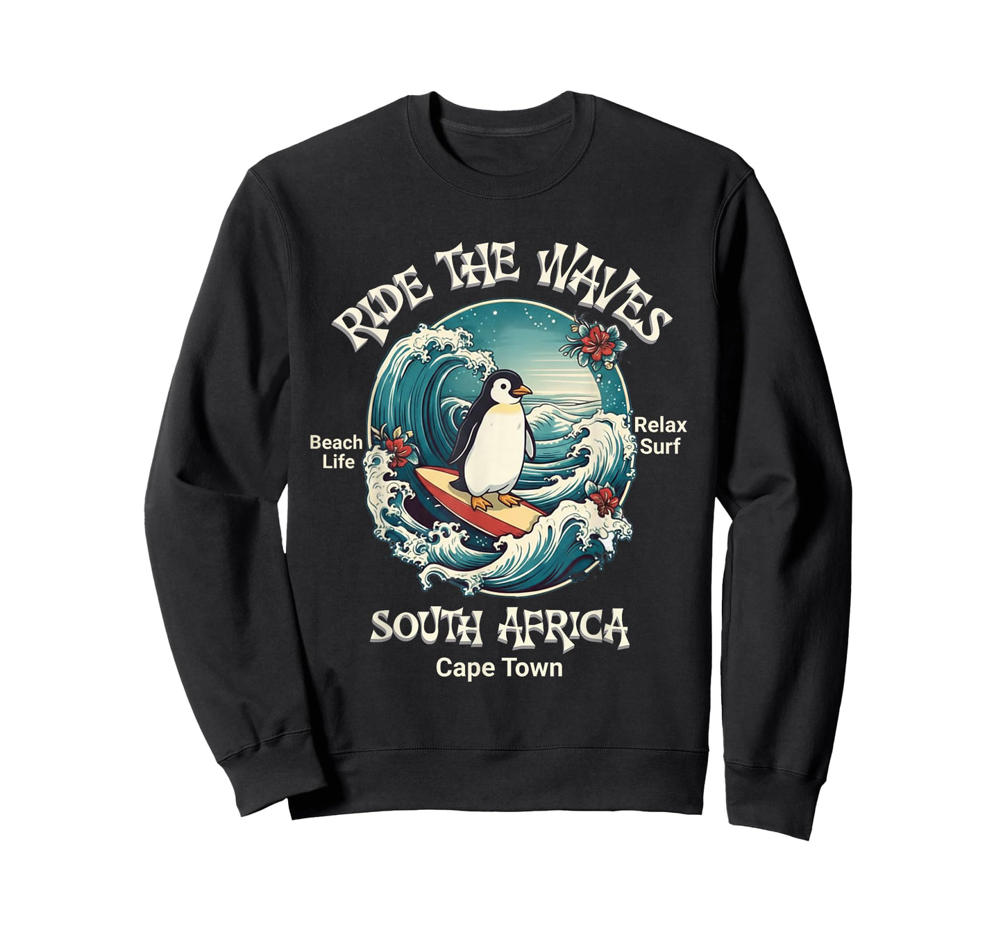 Penguin Surfing Waves South Africa Cape Cod Surfs Up Fun T-Shirt
