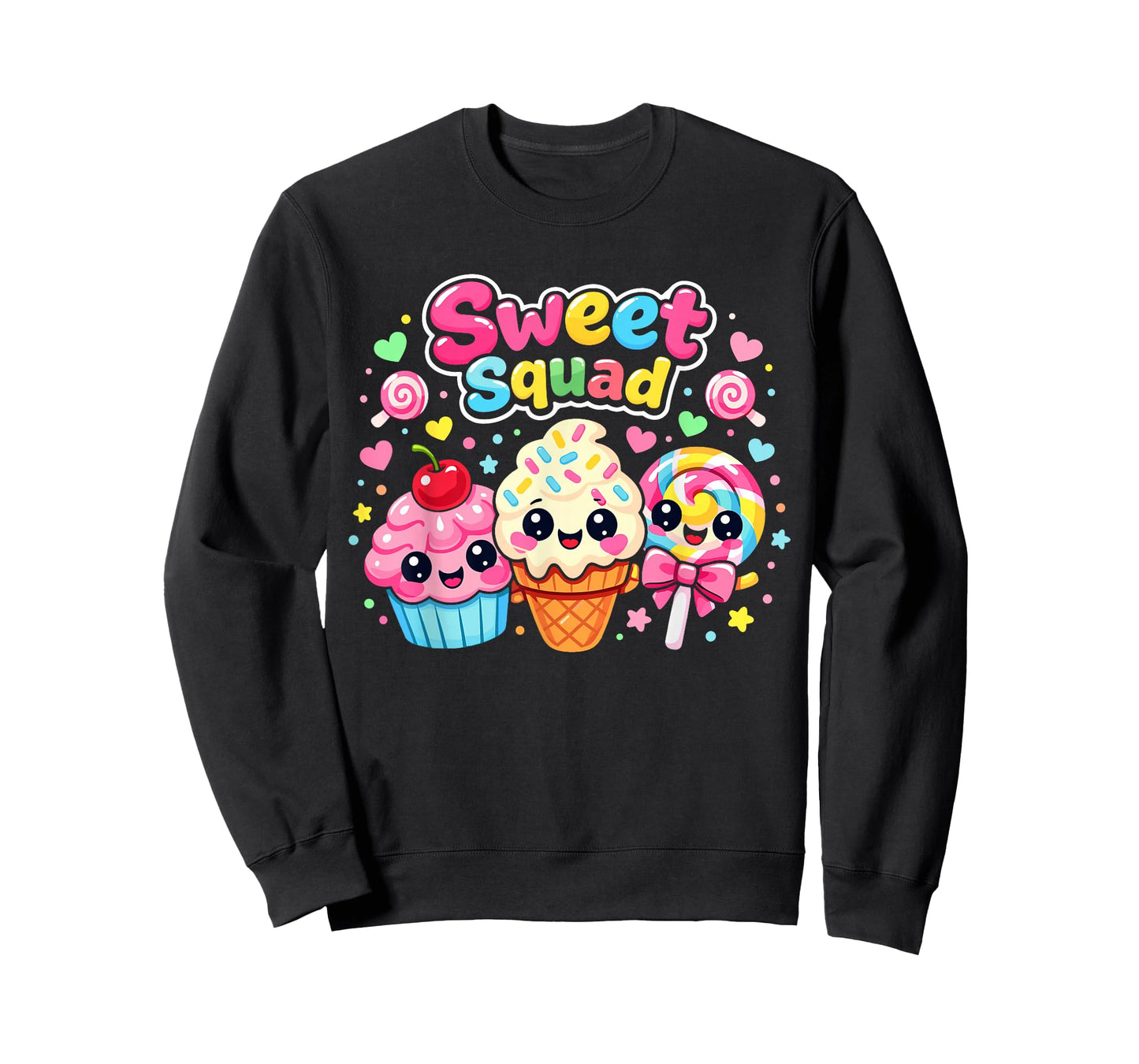 Sweet Squad Kawaii Dessert Cupcake Ice Cream Lollipop Kids T-Shirt