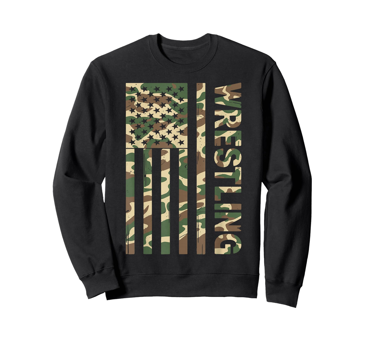Youth Camo US Wrestling American Flag Patriotic Boy Wrestler T-Shirt
