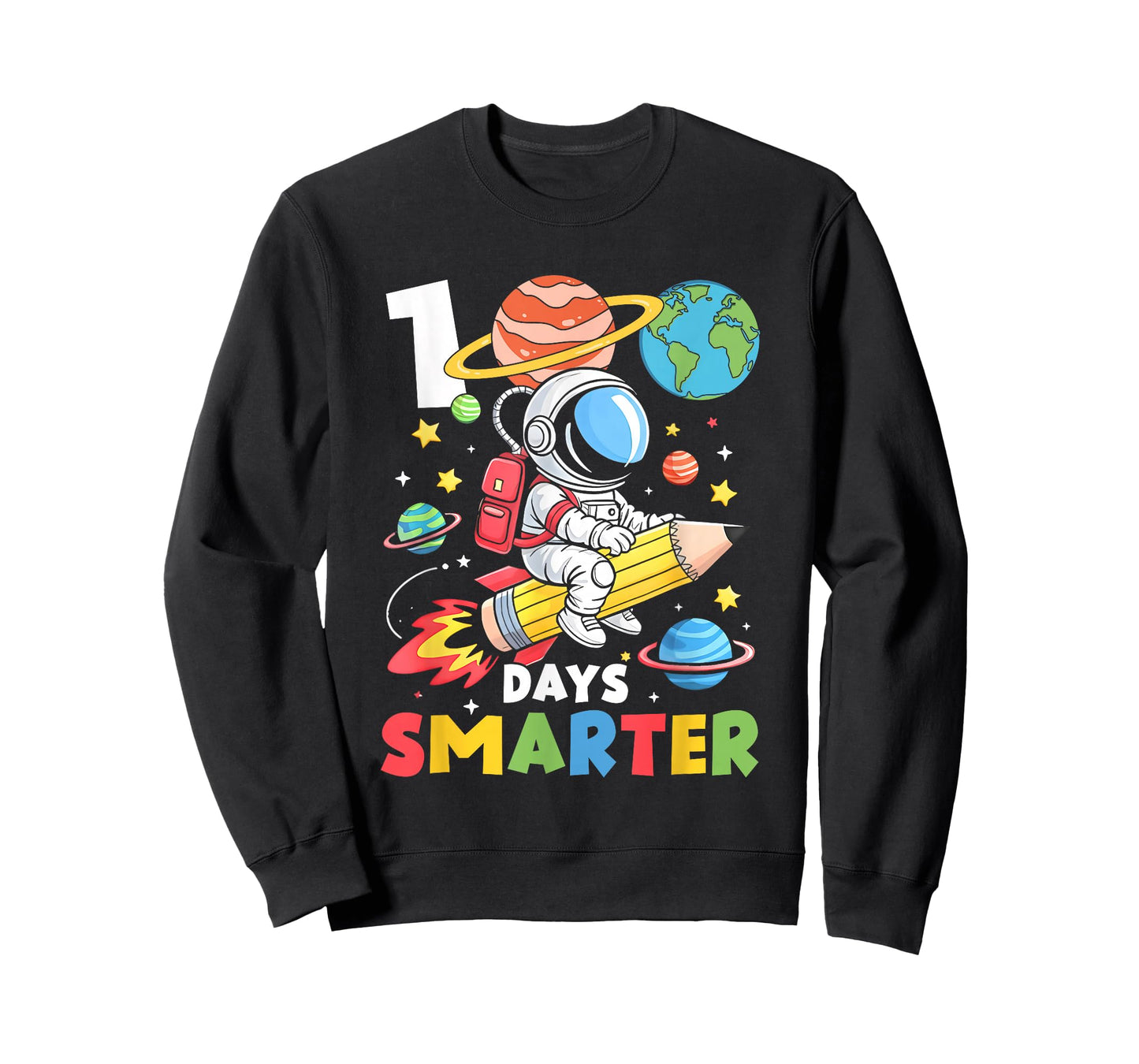 100 Days Smarter 100th Day of School Astronaut Space Kids T-Shirt