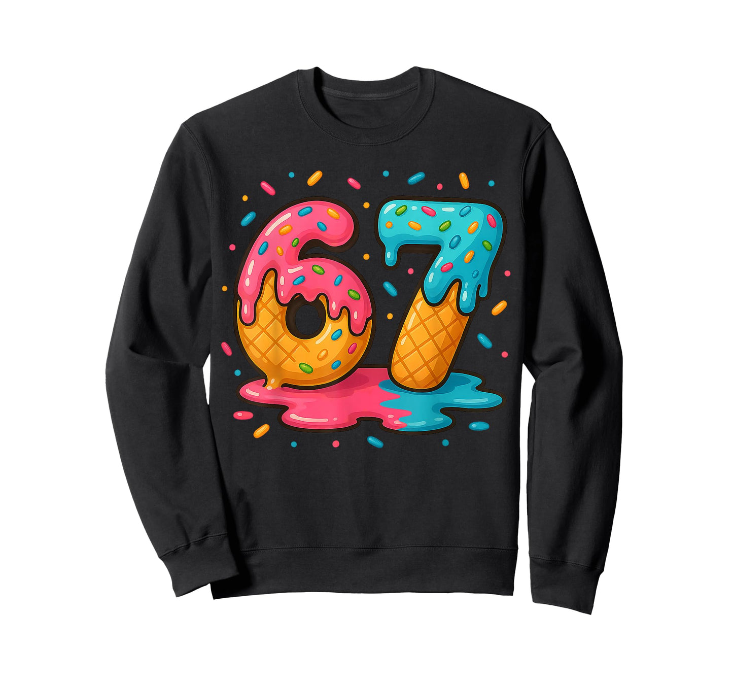 Six Seven Ice Cream Drip Cool Meme 67 Funny Number T-Shirt