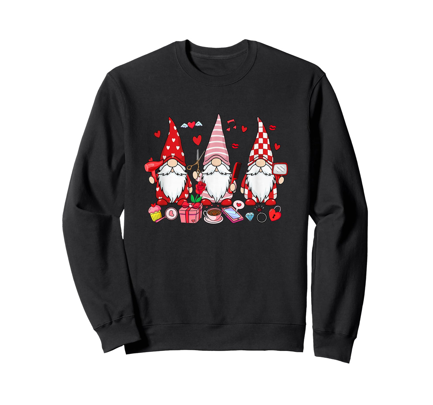 Three Gnomes Hair Stylist Valentine's Day Hearts Floral T-Shirt